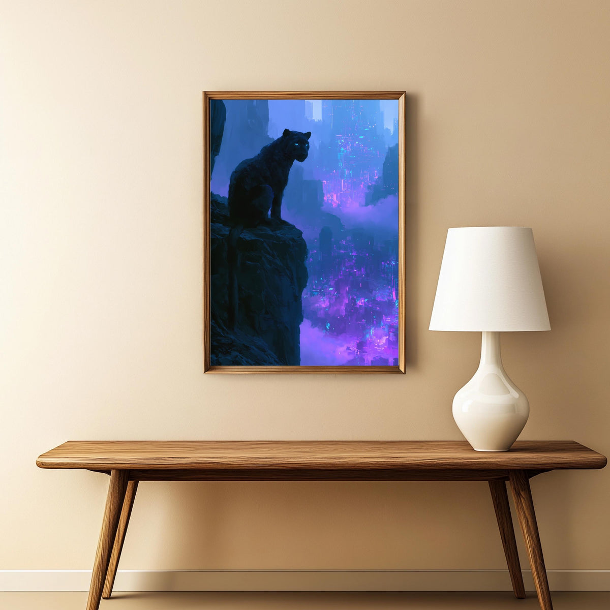 Panther Neon Stadt Cyberpunk Poster – Produktansicht 4