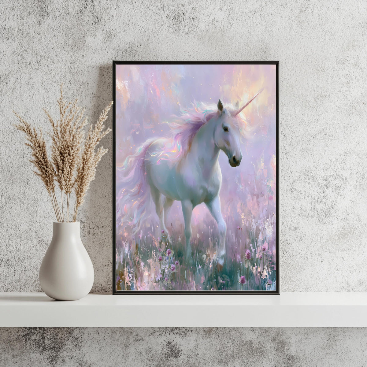 Einhorn Pastell Blumenwiese Poster – Produktansicht 4