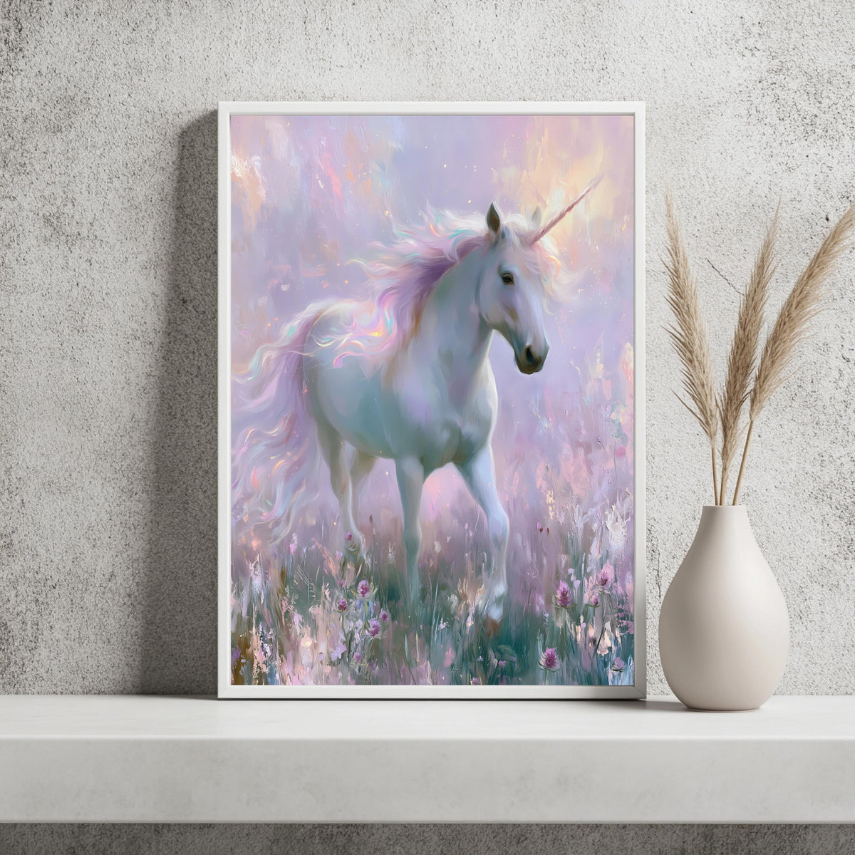Einhorn Pastell Blumenwiese Poster – Produktansicht 2