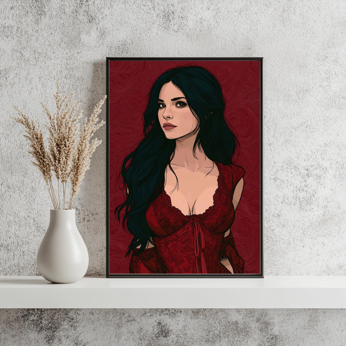 Frauenportrait Gotisch Rot Poster – Produktansicht 3
