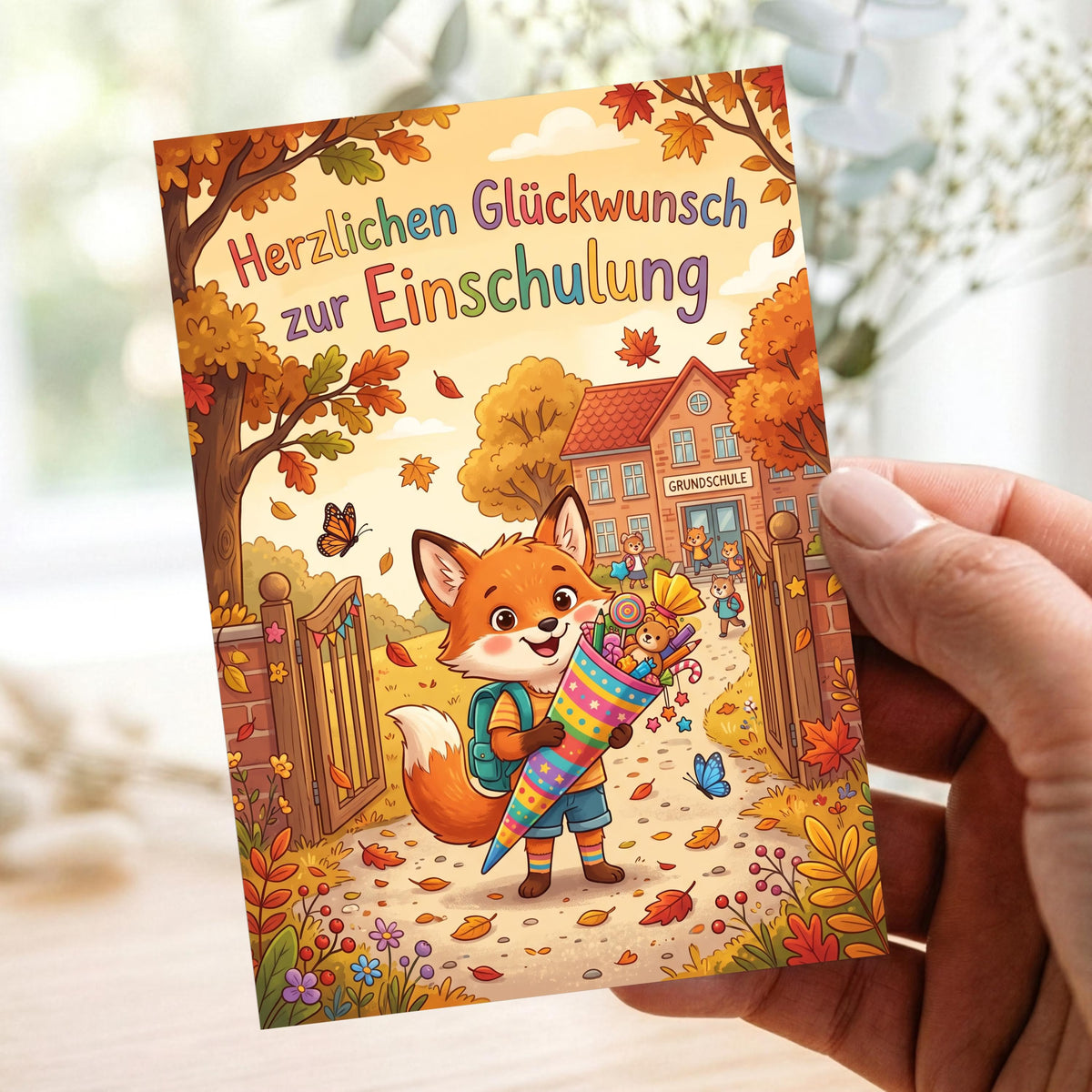 Grußkarte „Herzlichen Glückwunsch zur Einschulung"
