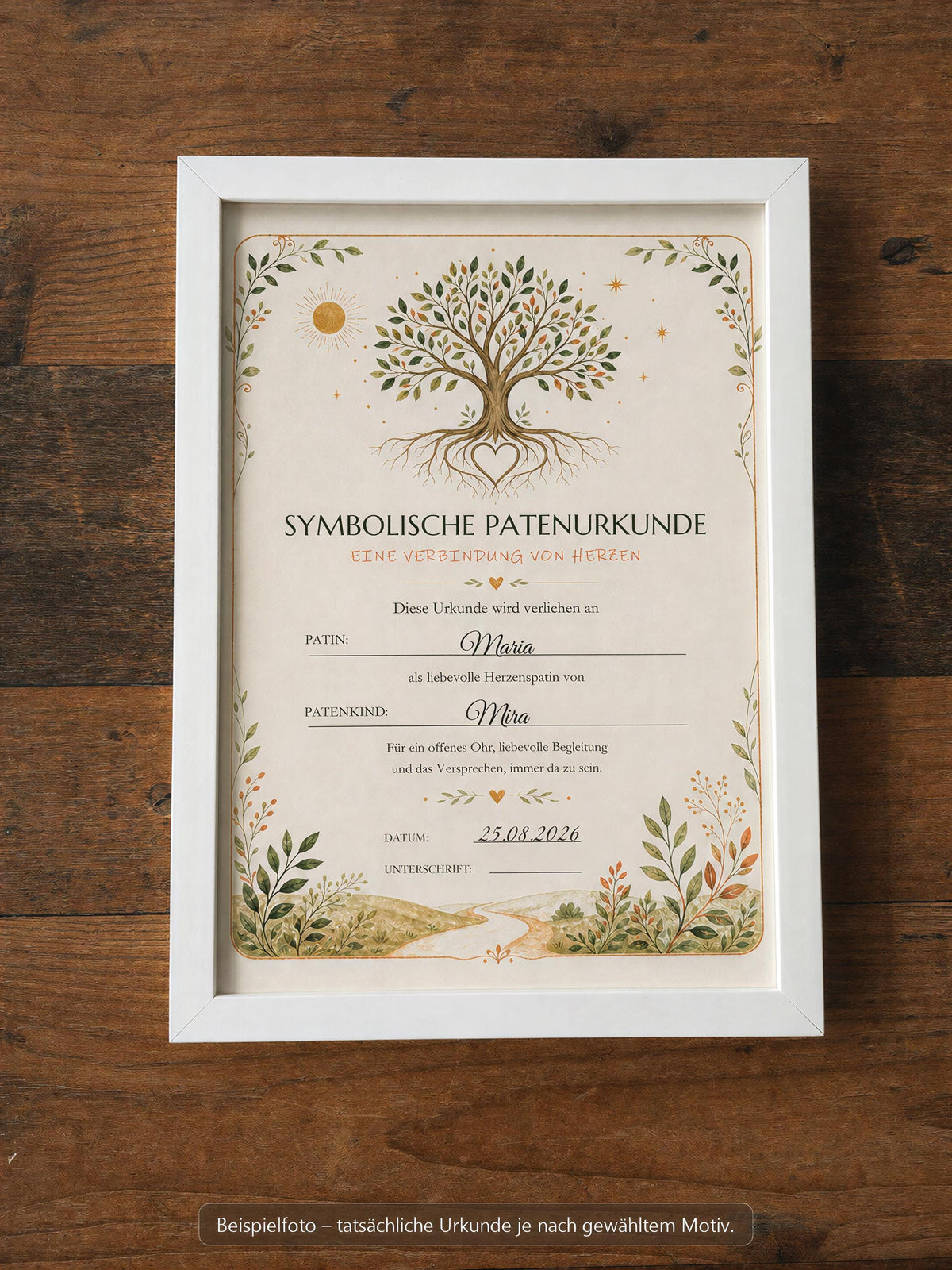 Symbolische Patenurkunde – personalisiert