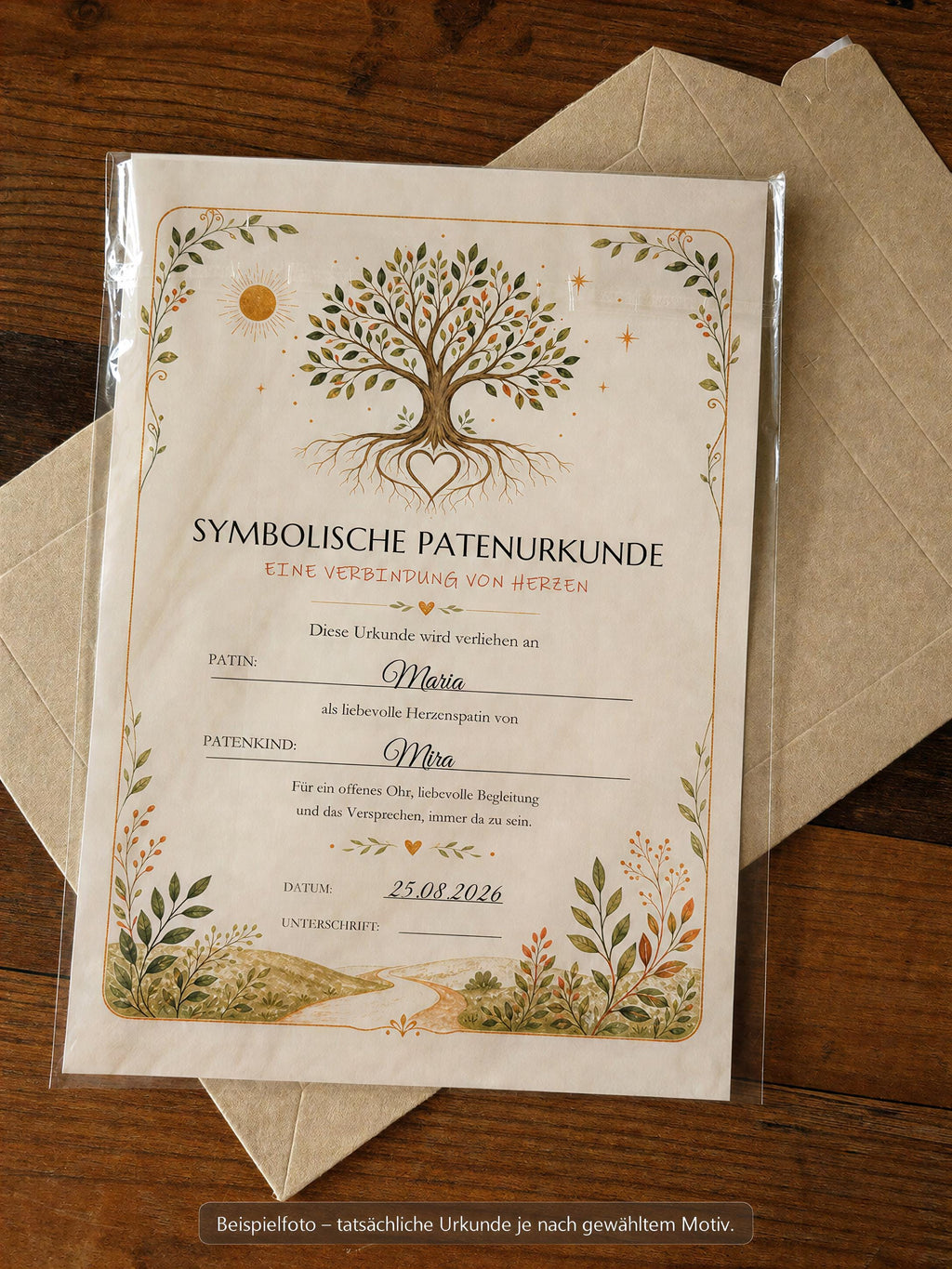 Symbolische Patenurkunde – personalisiert