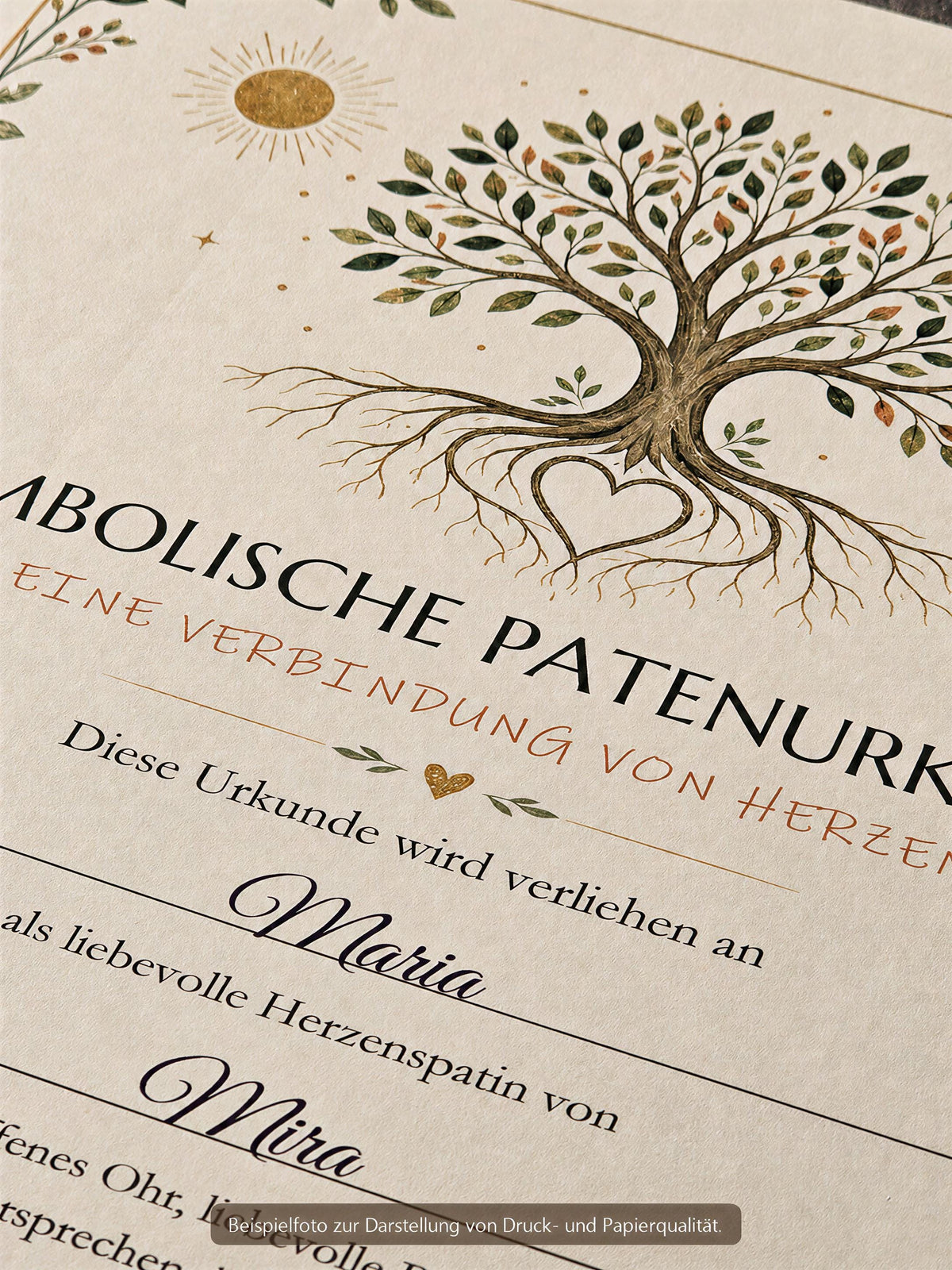 Symbolische Patenurkunde – personalisiert