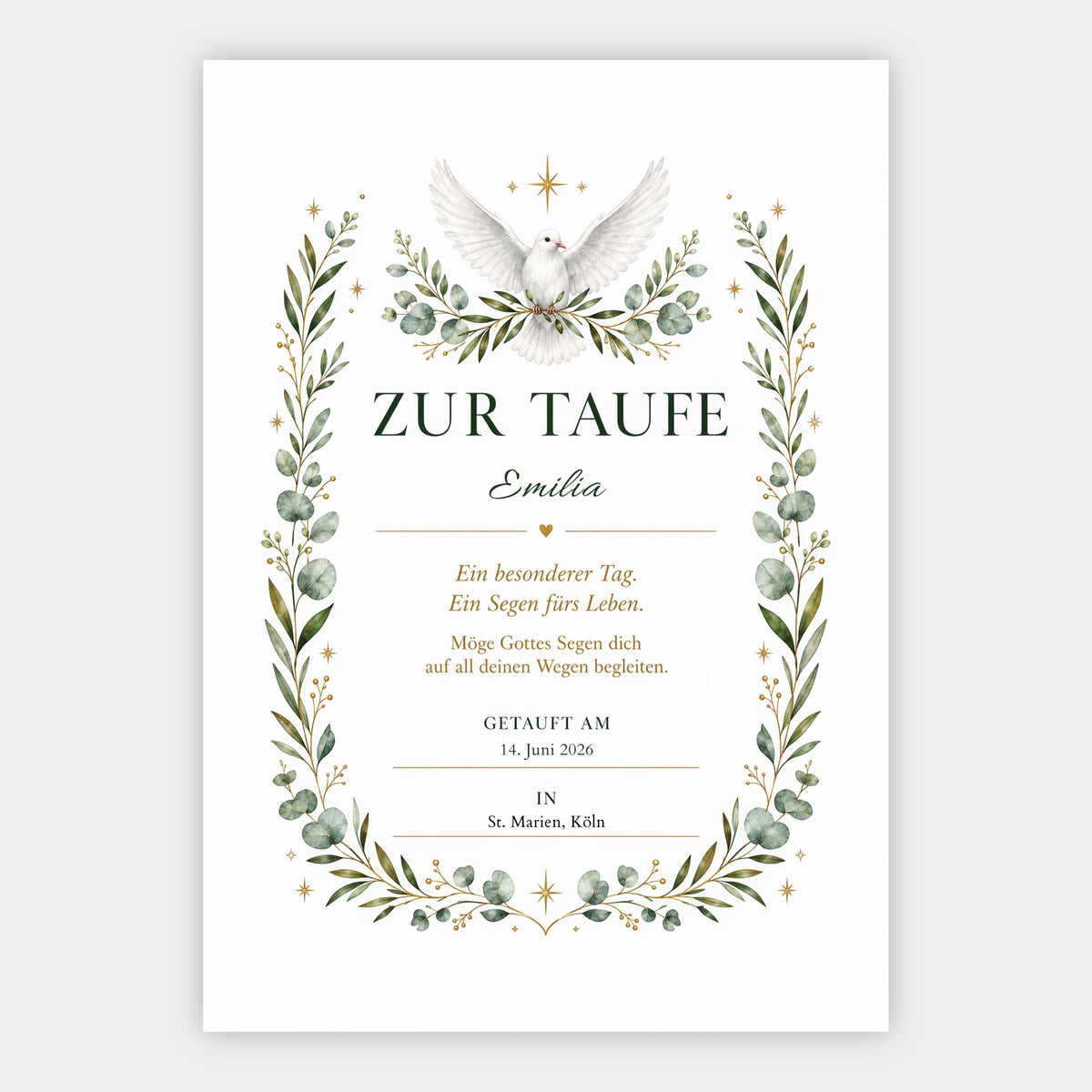 Botanische Tauferinnerung – personalisierte Urkunde