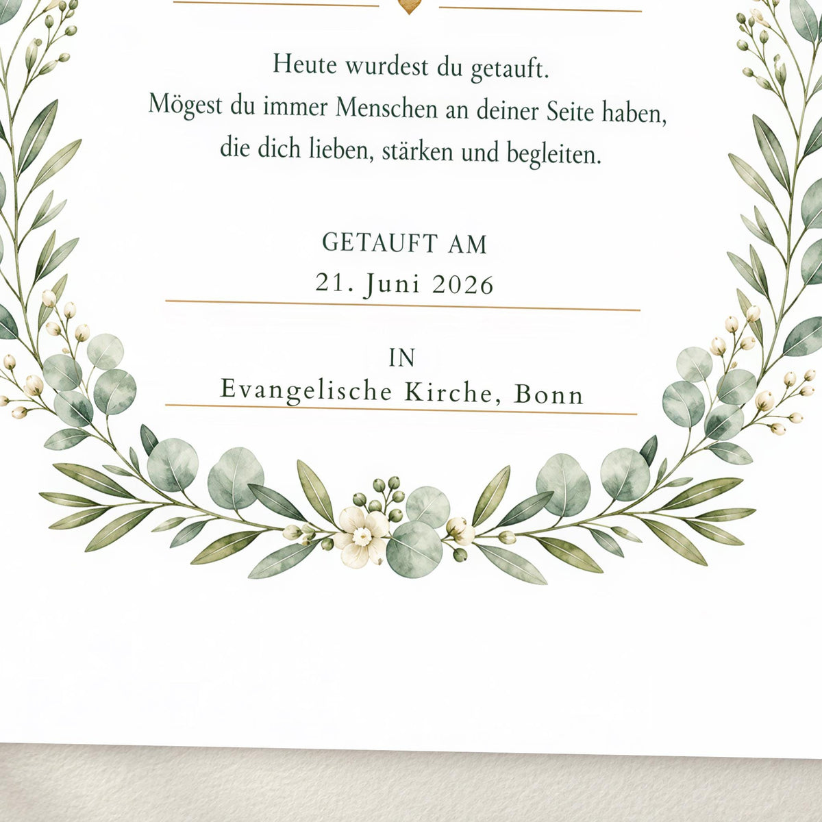 Kindliche Tauferinnerung – personalisierte Urkunde