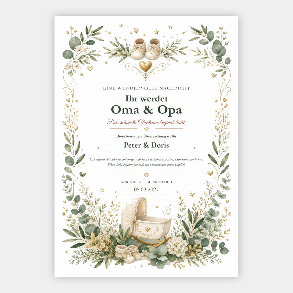 Ihr werdet Oma & Opa – personalisierte Urkunde