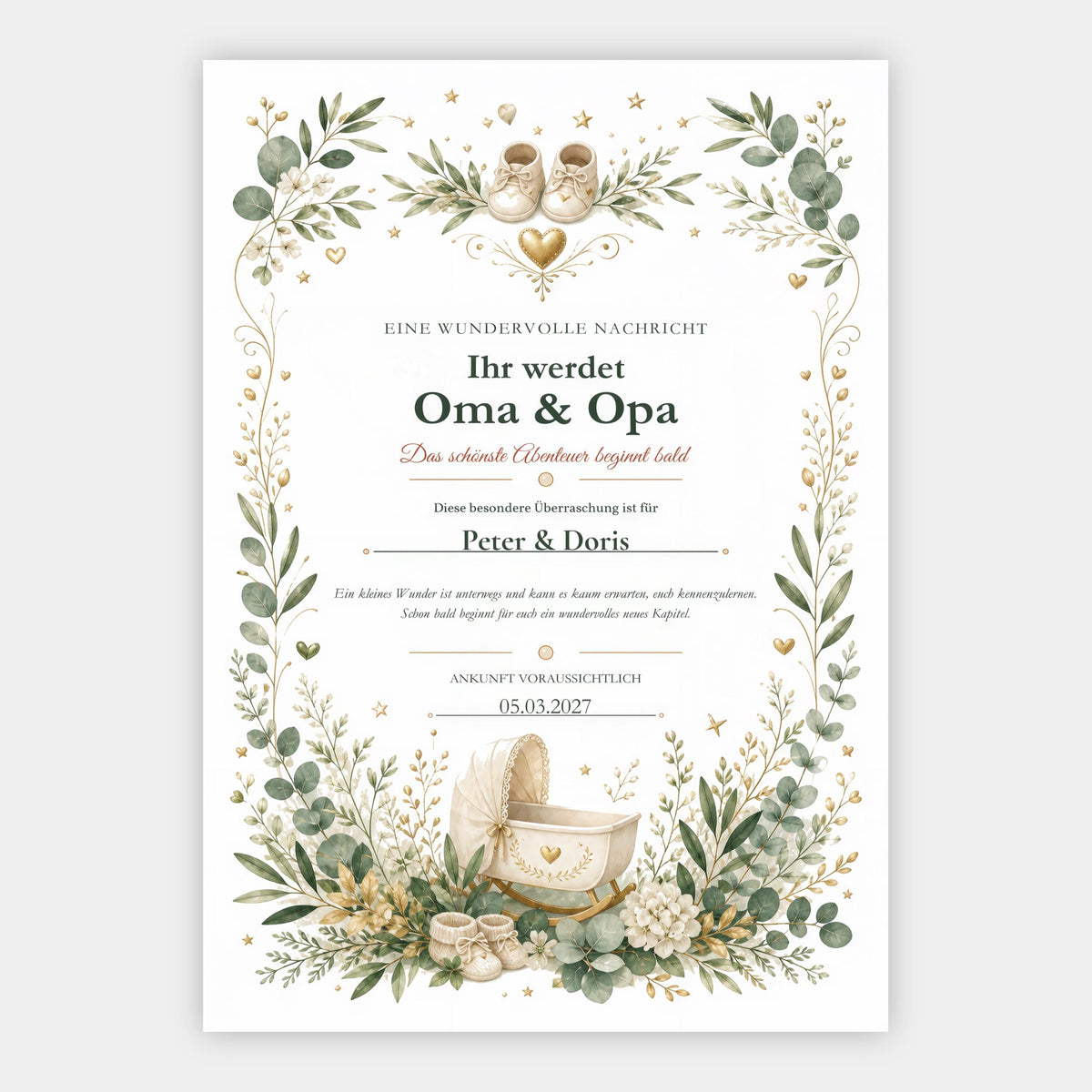 Ihr werdet Oma & Opa – personalisierte Urkunde