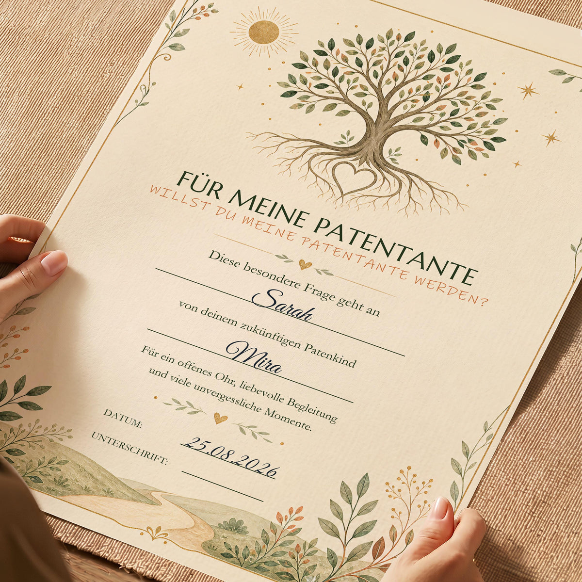Willst du meine Patentante werden? – personalisierte Urkunde