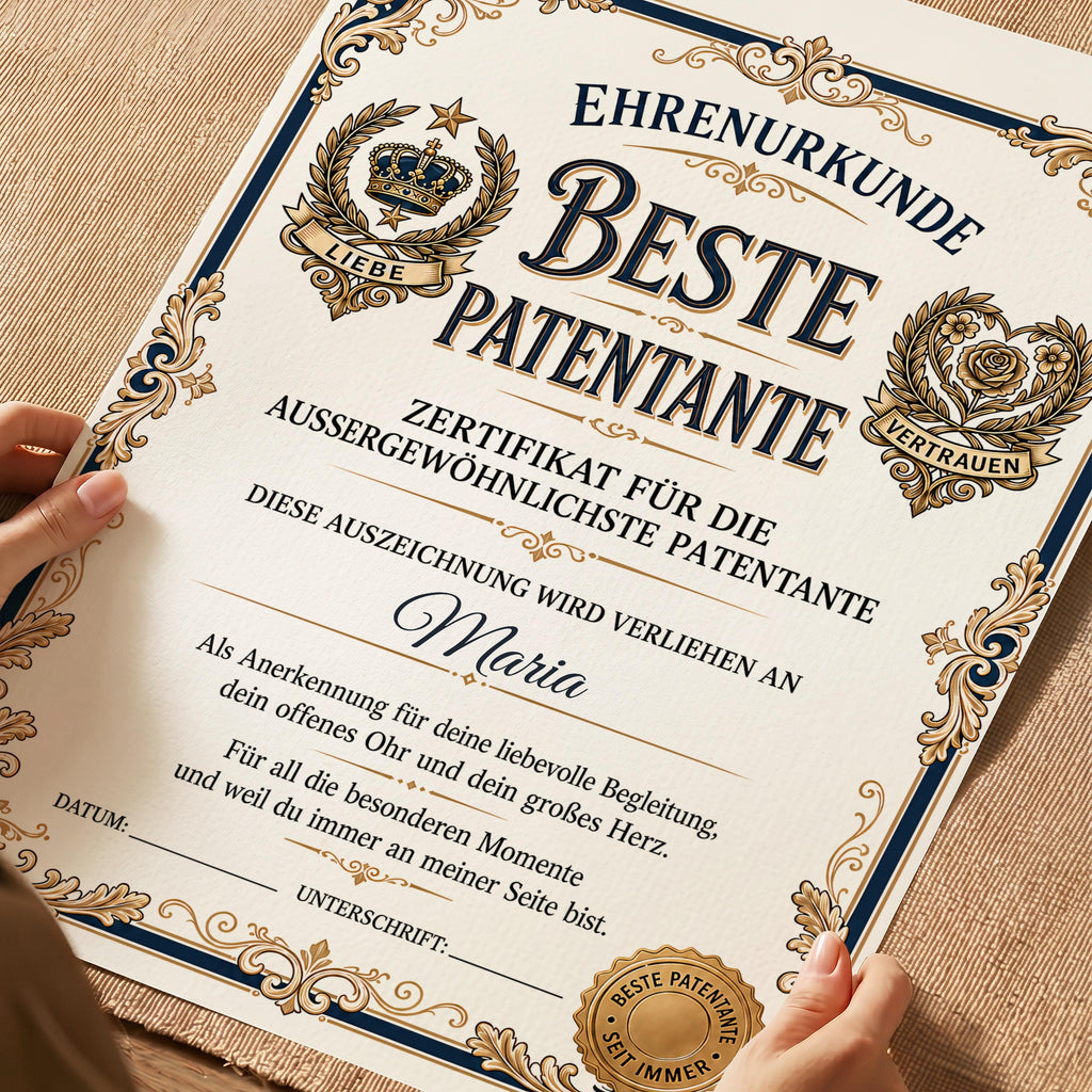 Personalisierte Urkunde „Beste Patentante“