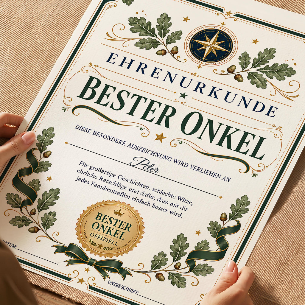 Personalisierte Urkunde „Bester Onkel“