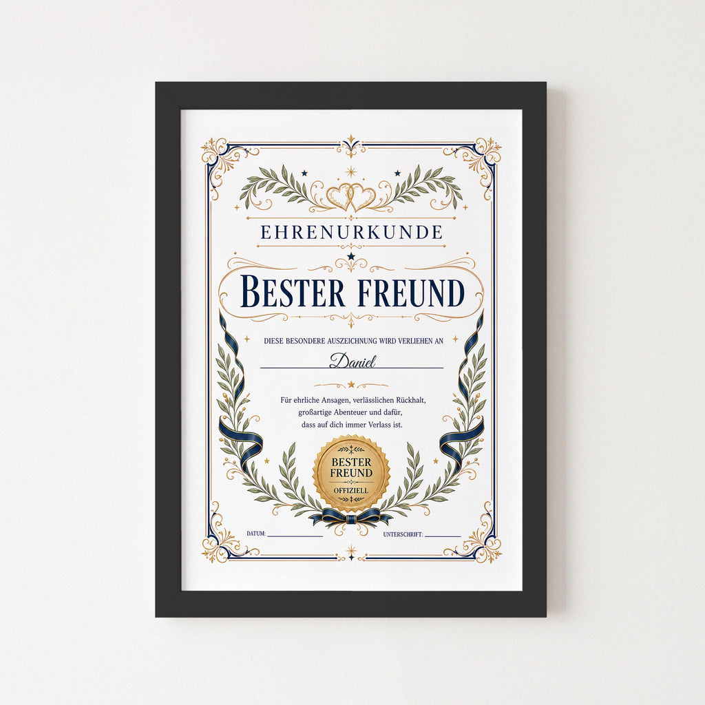 Personalisierte Urkunde „Bester Freund“