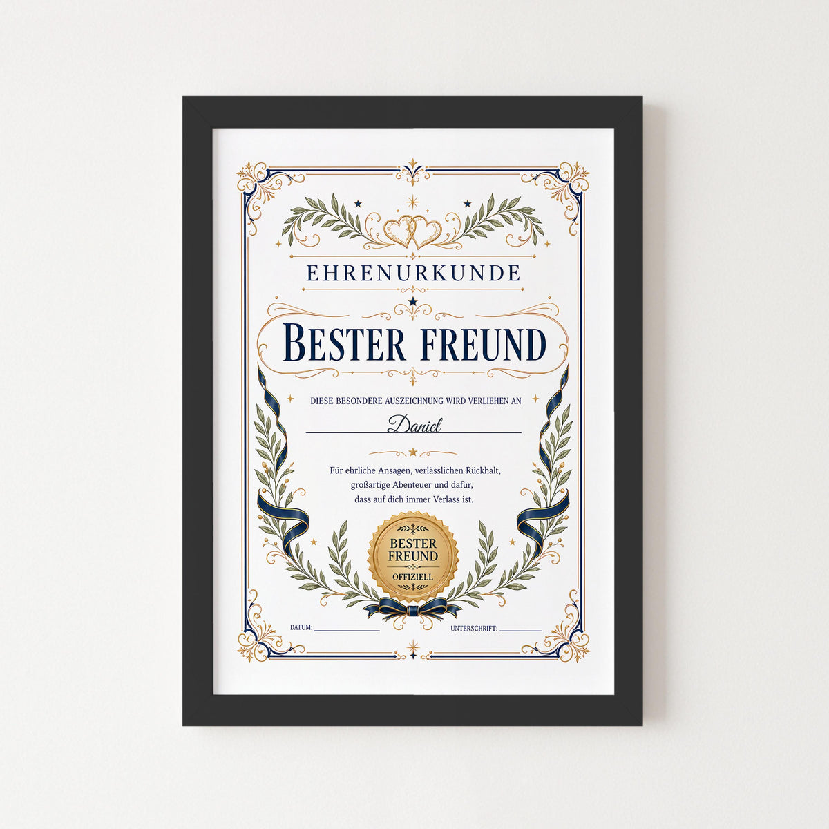 Personalisierte Urkunde „Bester Freund“