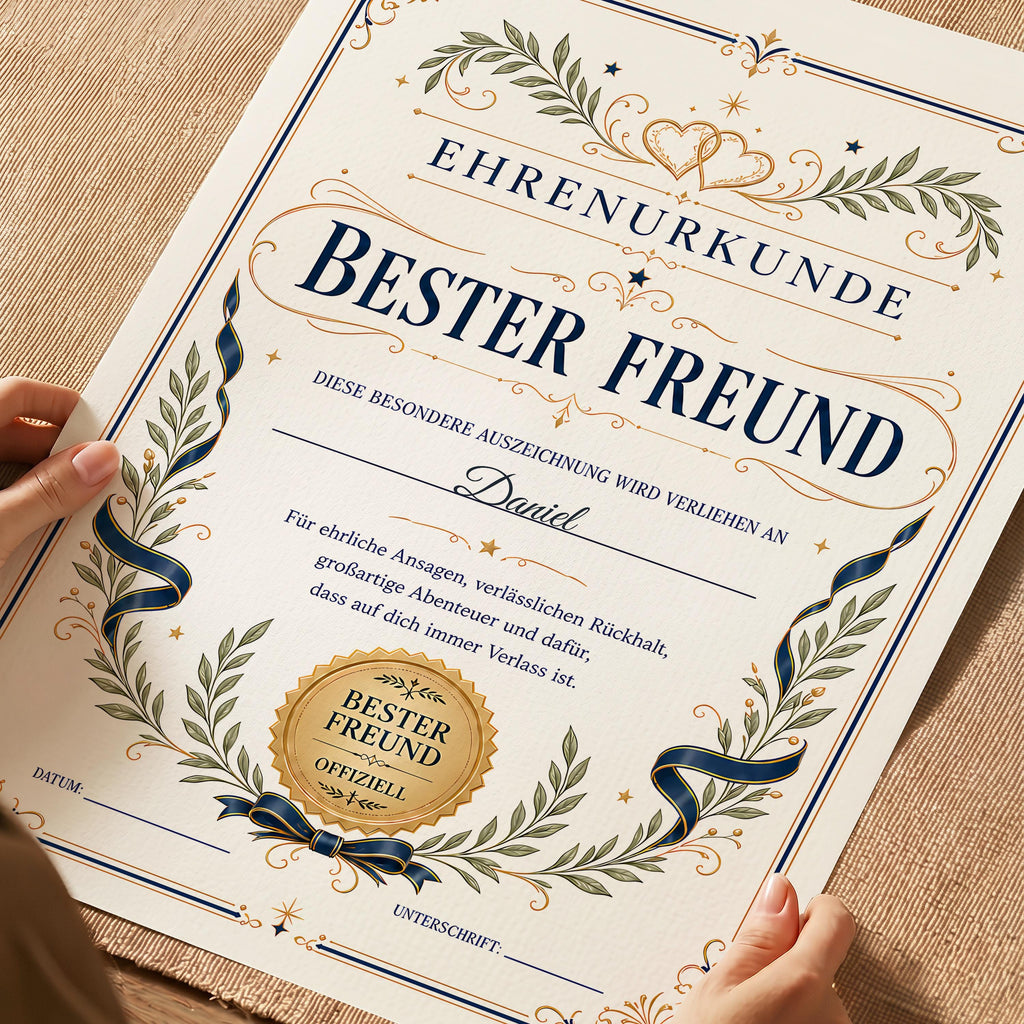 Personalisierte Urkunde „Bester Freund“