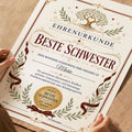 Personalisierte Urkunde „Beste Schwester“