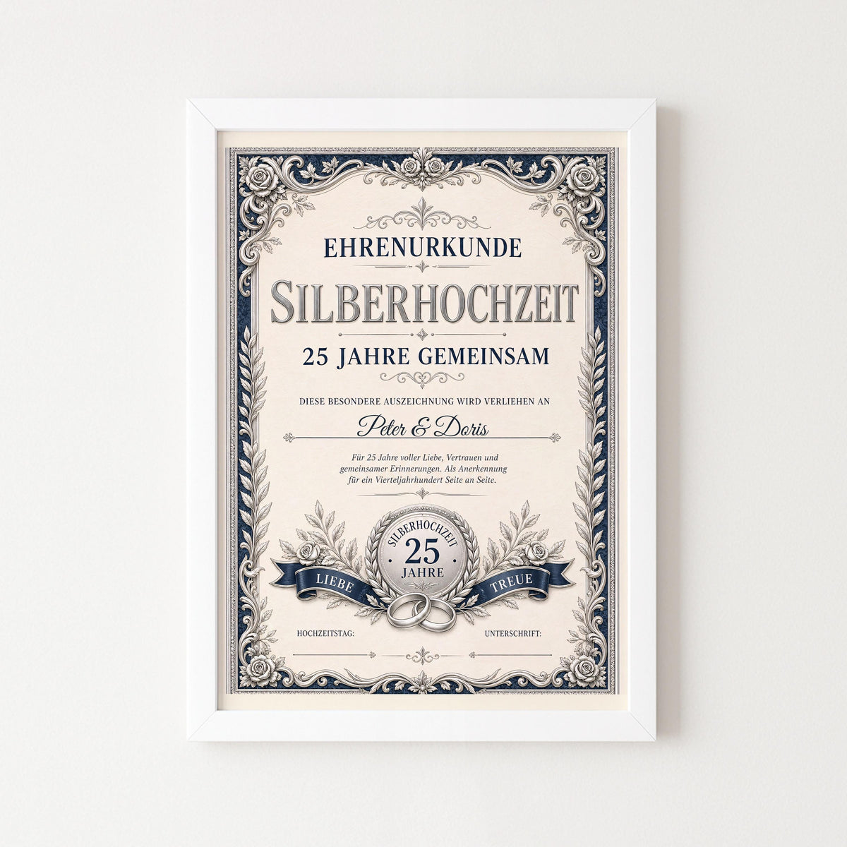 Personalisierte Urkunde „Silberhochzeit“