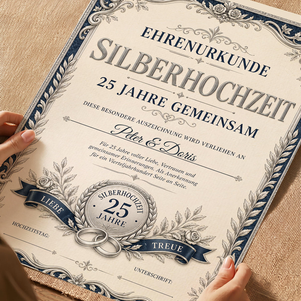 Personalisierte Urkunde „Silberhochzeit“
