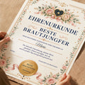 Personalisierte Urkunde „Beste Brautjungfer“