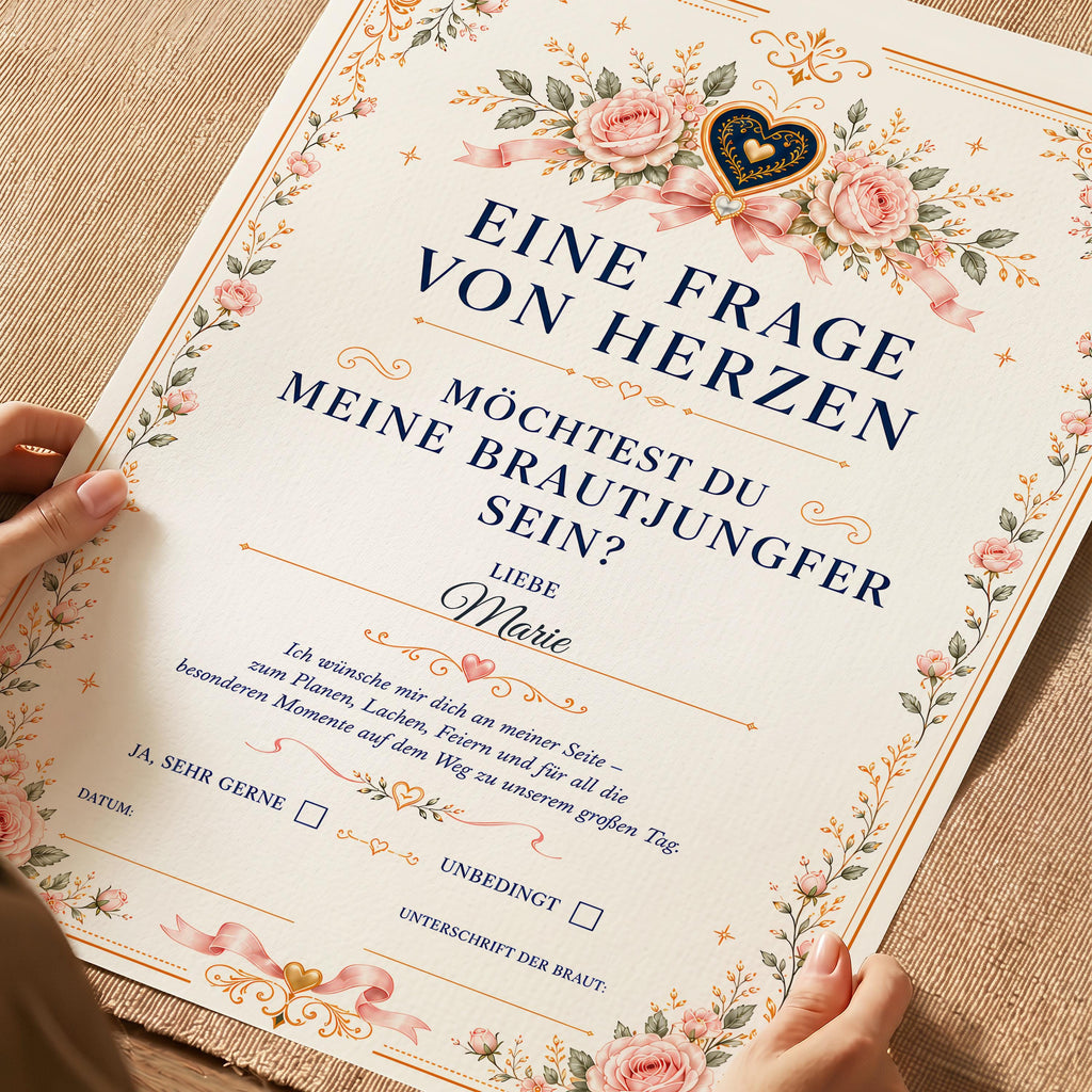 Personalisierte Brautjungfer-Frage „Möchtest du meine Brautjungfer sein?“