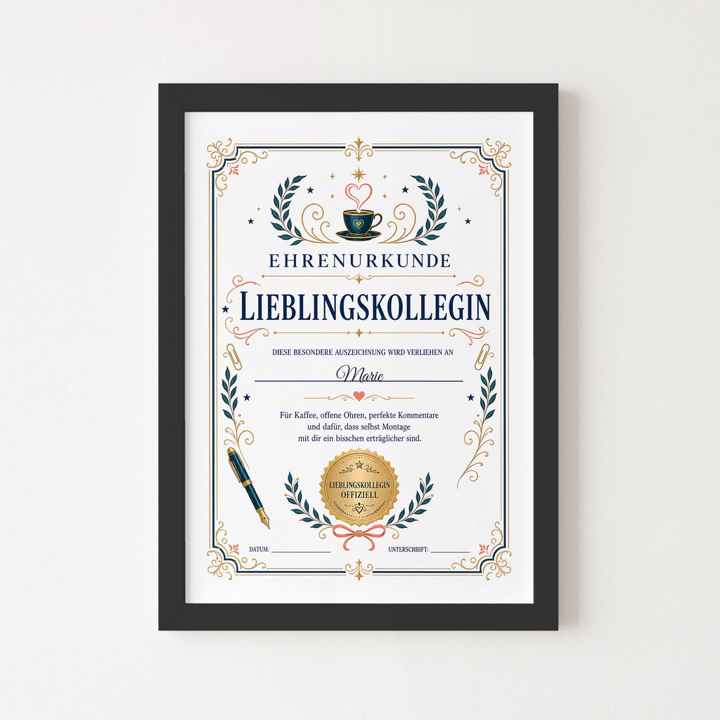 Personalisierte Urkunde „Lieblingskollegin“