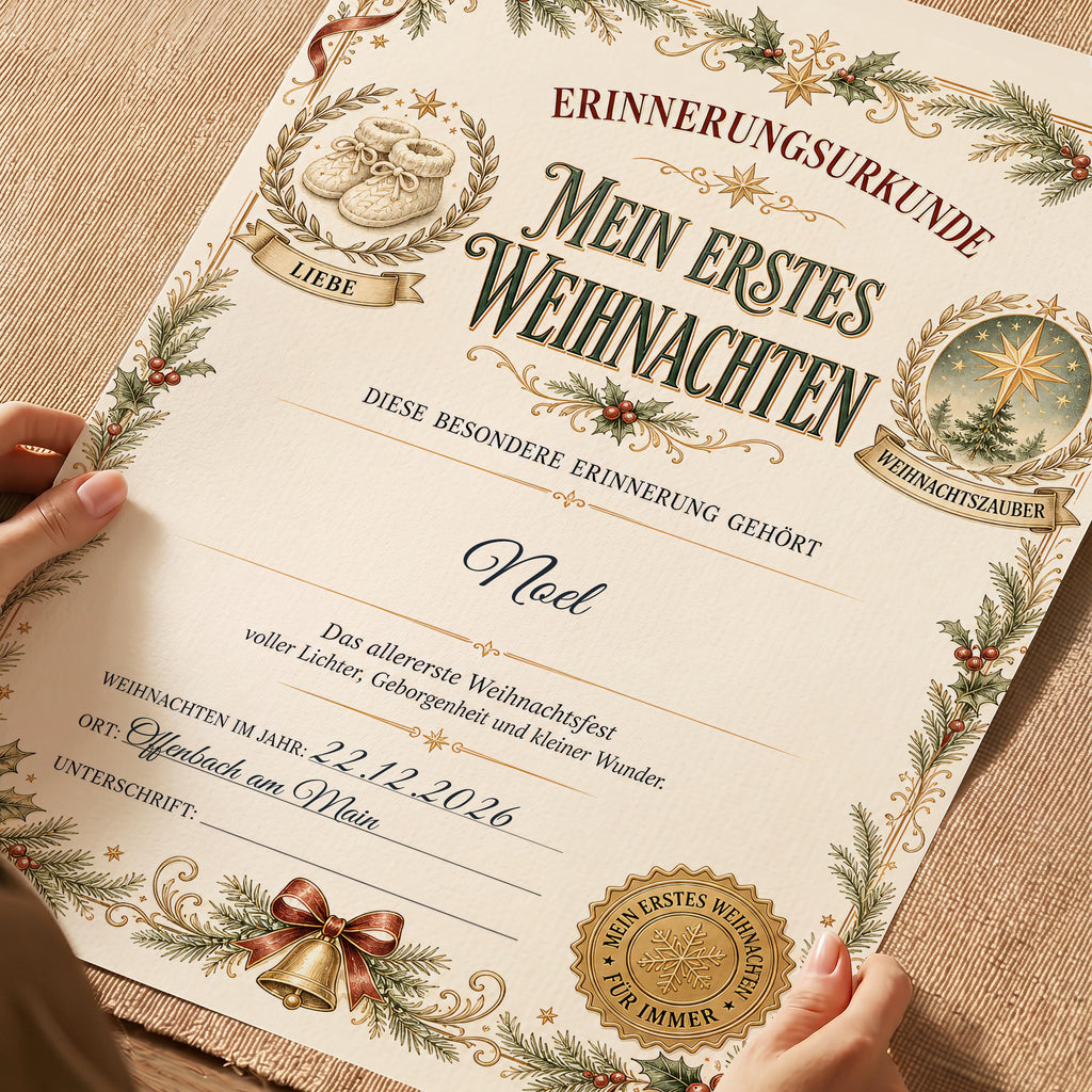 Mein erstes Weihnachten – personalisierte Erinnerungsurkunde