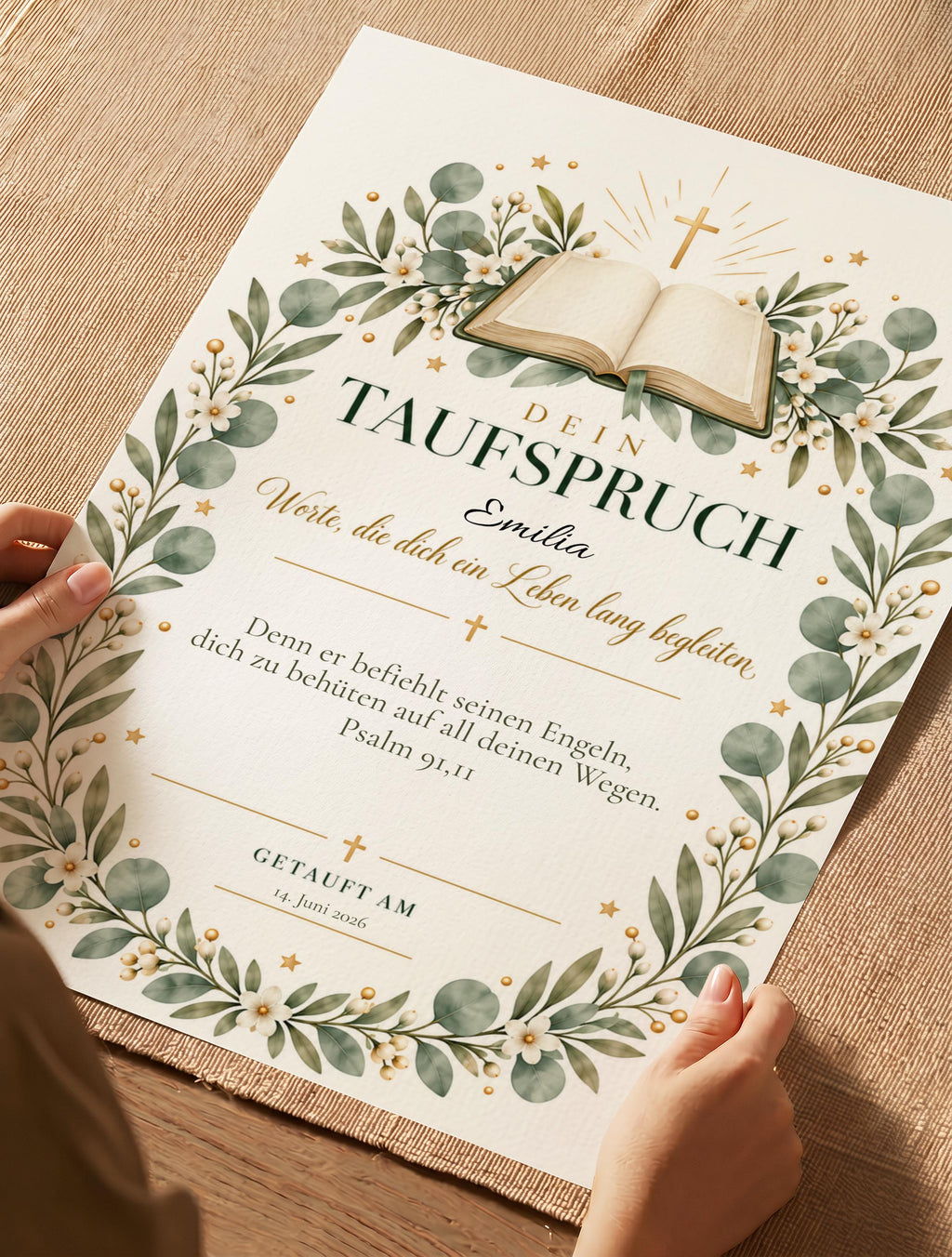 Taufspruch-Poster – personalisierte Urkunde zur Taufe