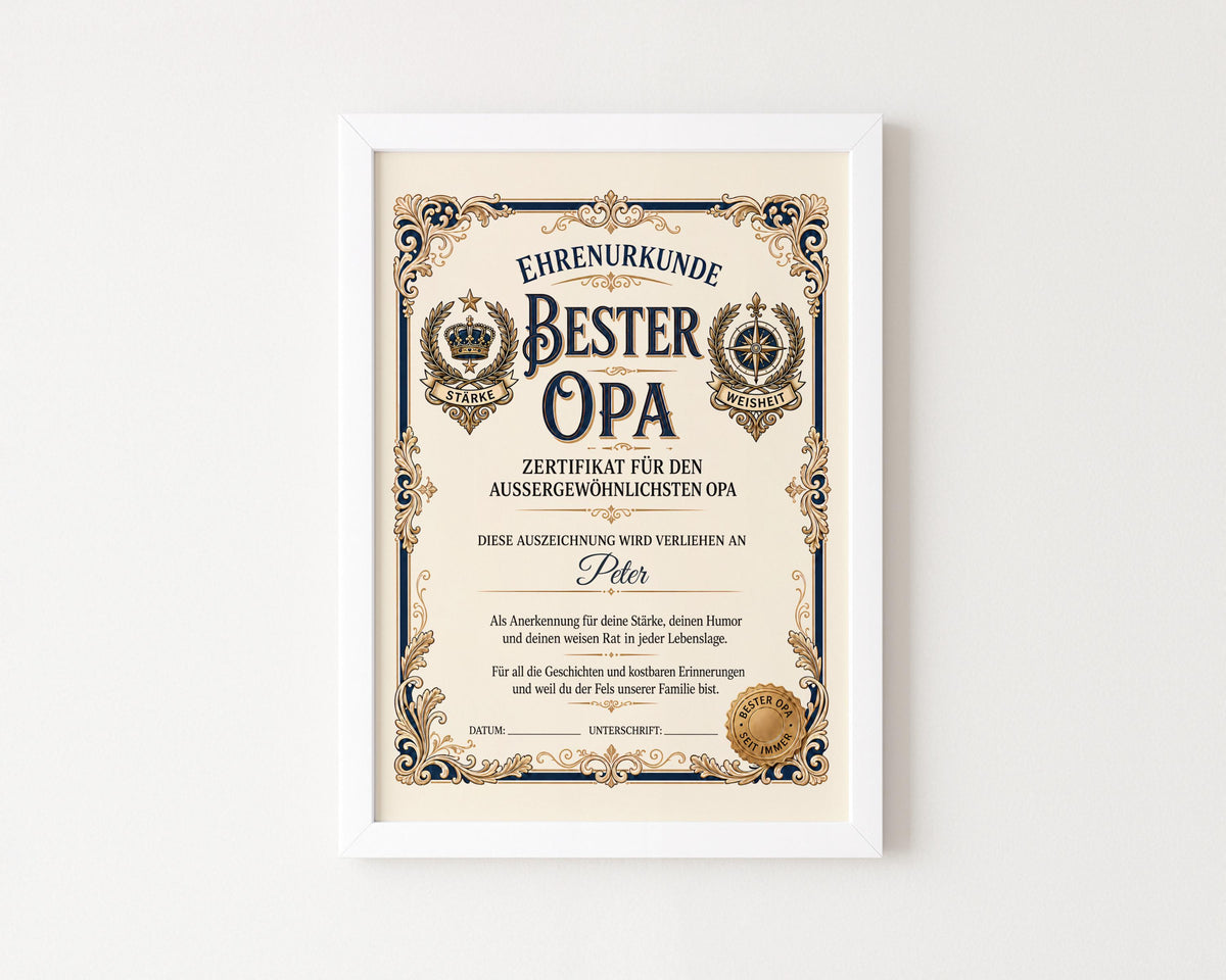 Personalisierte Urkunde „Bester Opa“