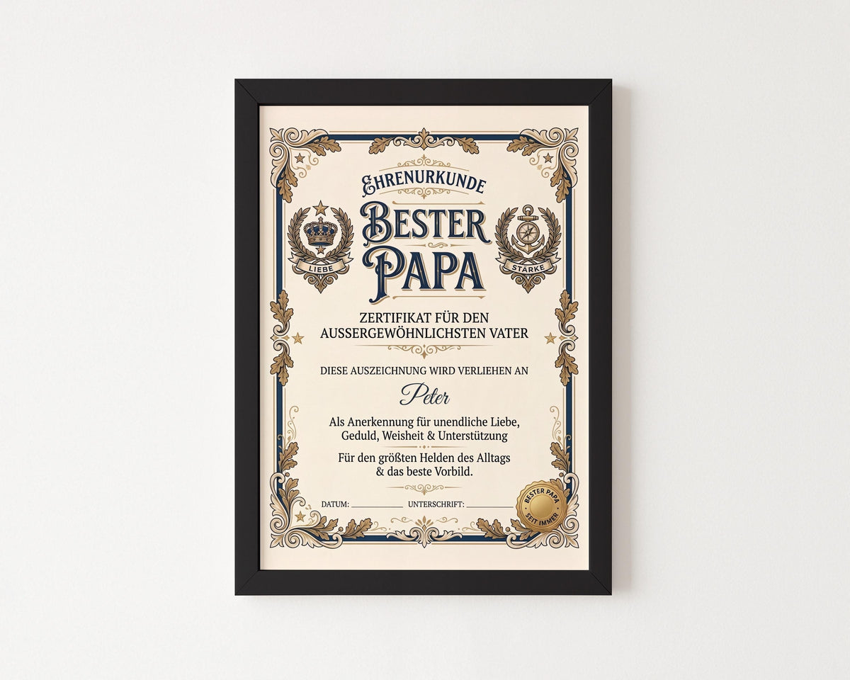 Personalisierte Urkunde „Bester Papa“