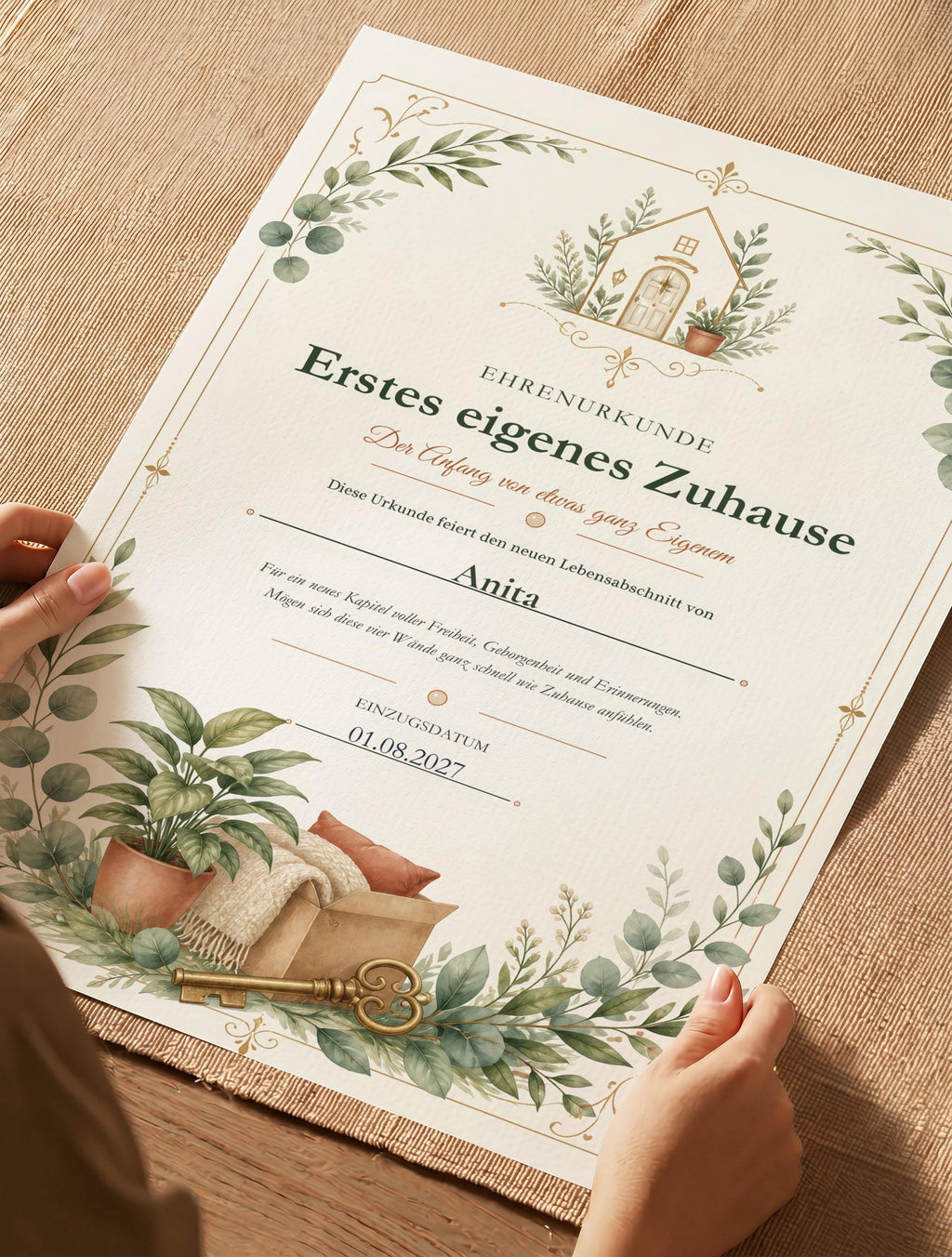 Erstes eigenes Zuhause – personalisierte Urkunde