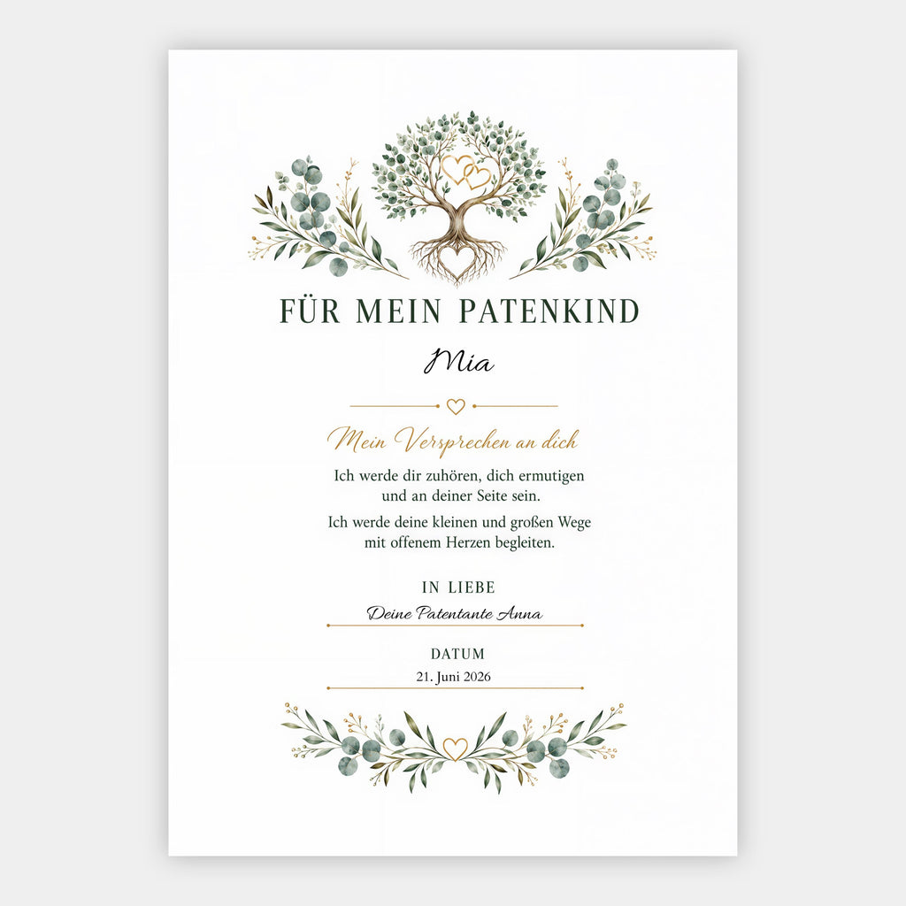 Patenbrief für mein Patenkind – personalisierte Urkunde