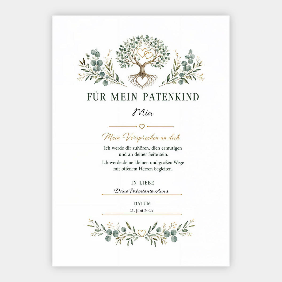 Patenbrief für mein Patenkind – personalisierte Urkunde