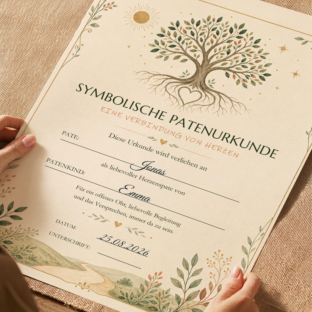 Symbolische Patenurkunde für Pate – personalisierte Urkunde