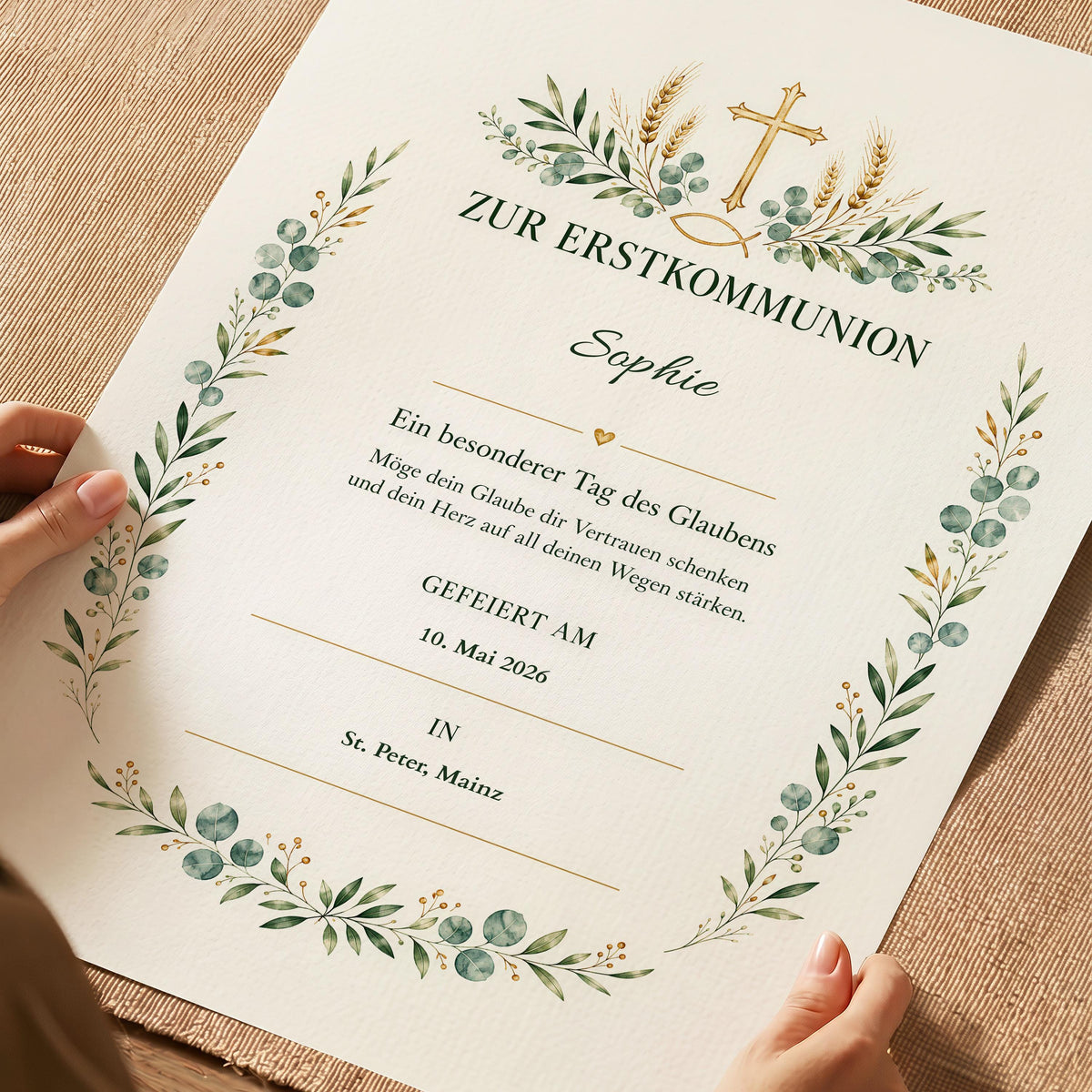 Erstkommunion – personalisierte Urkunde