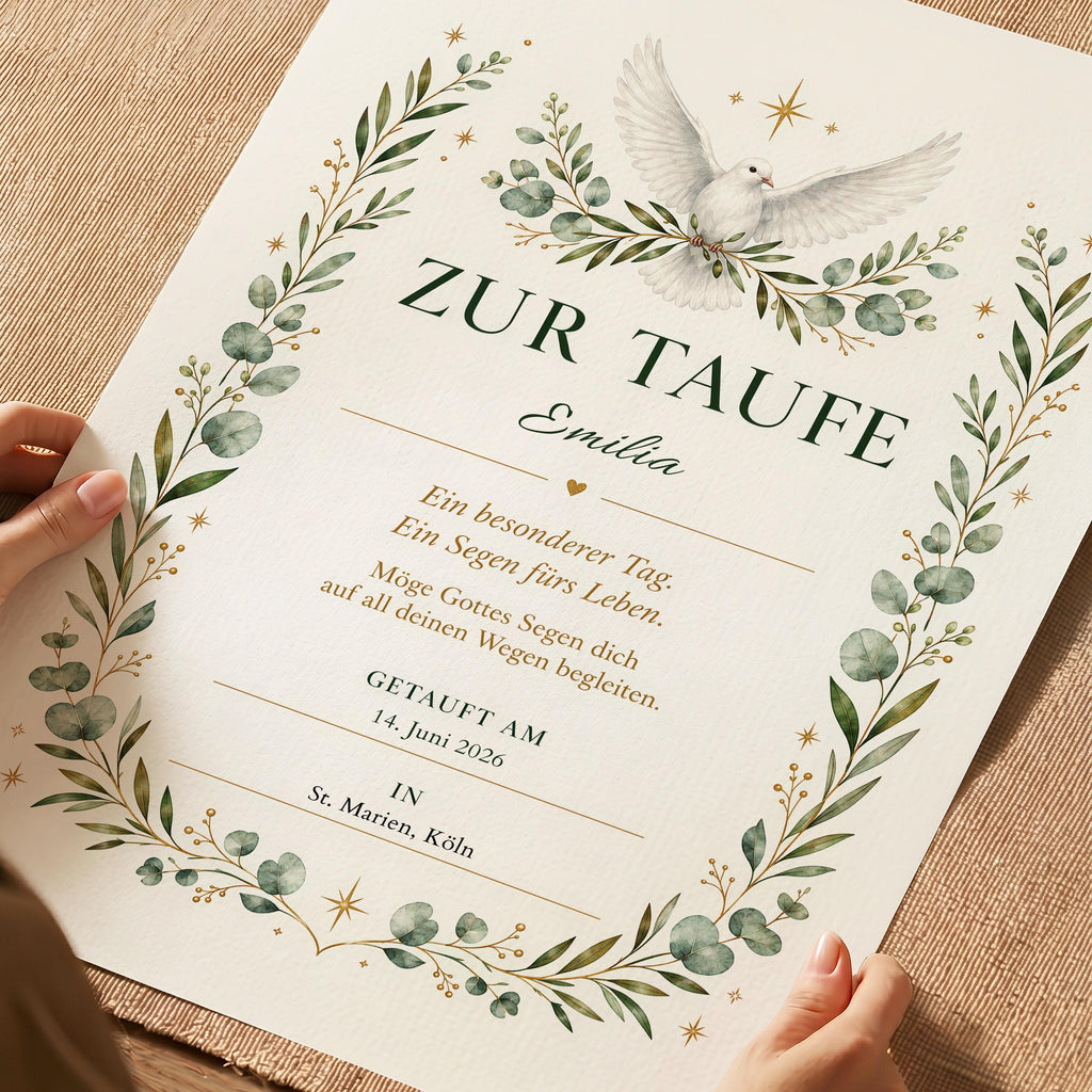 Botanische Tauferinnerung – personalisierte Urkunde
