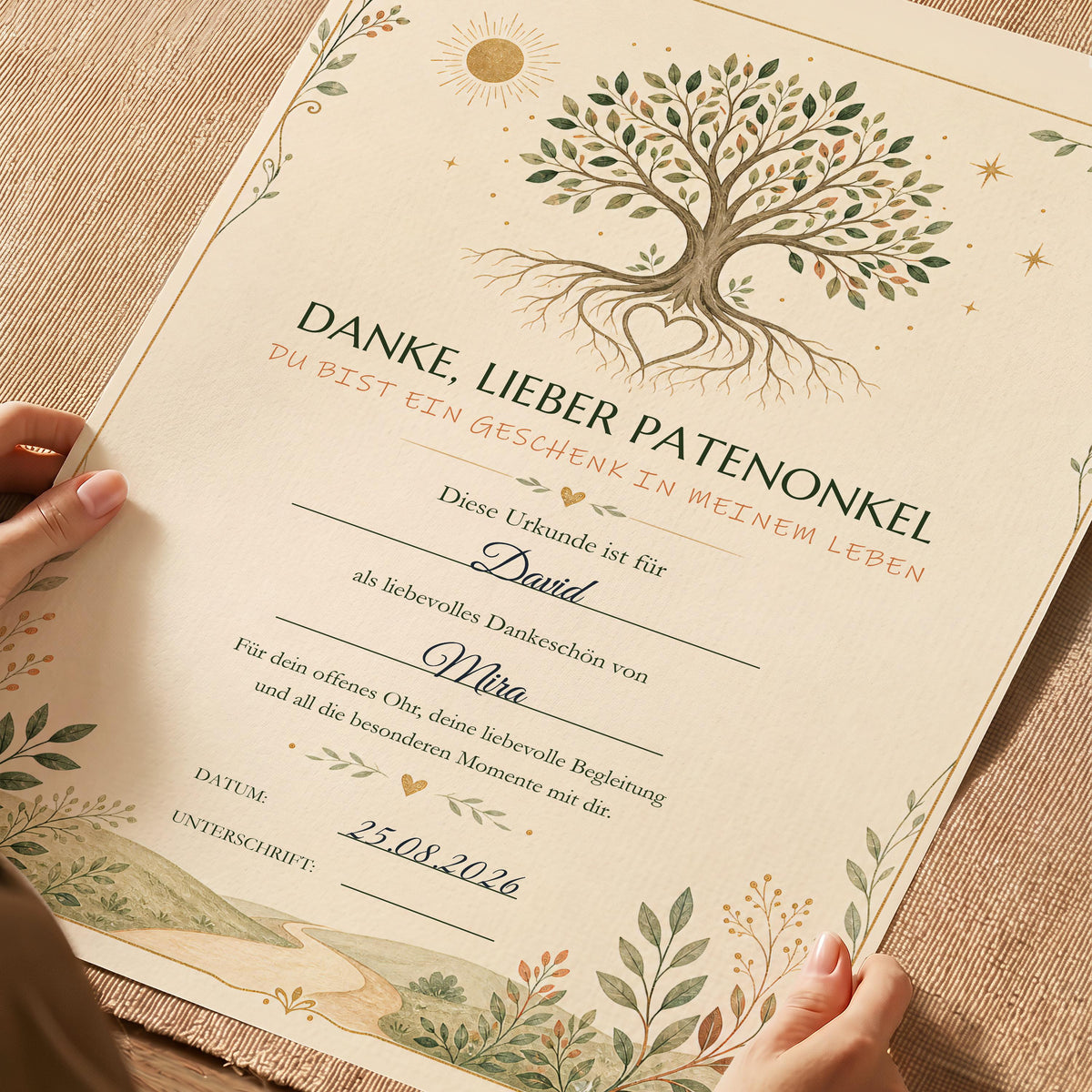Danke Patenonkel – personalisierte Urkunde