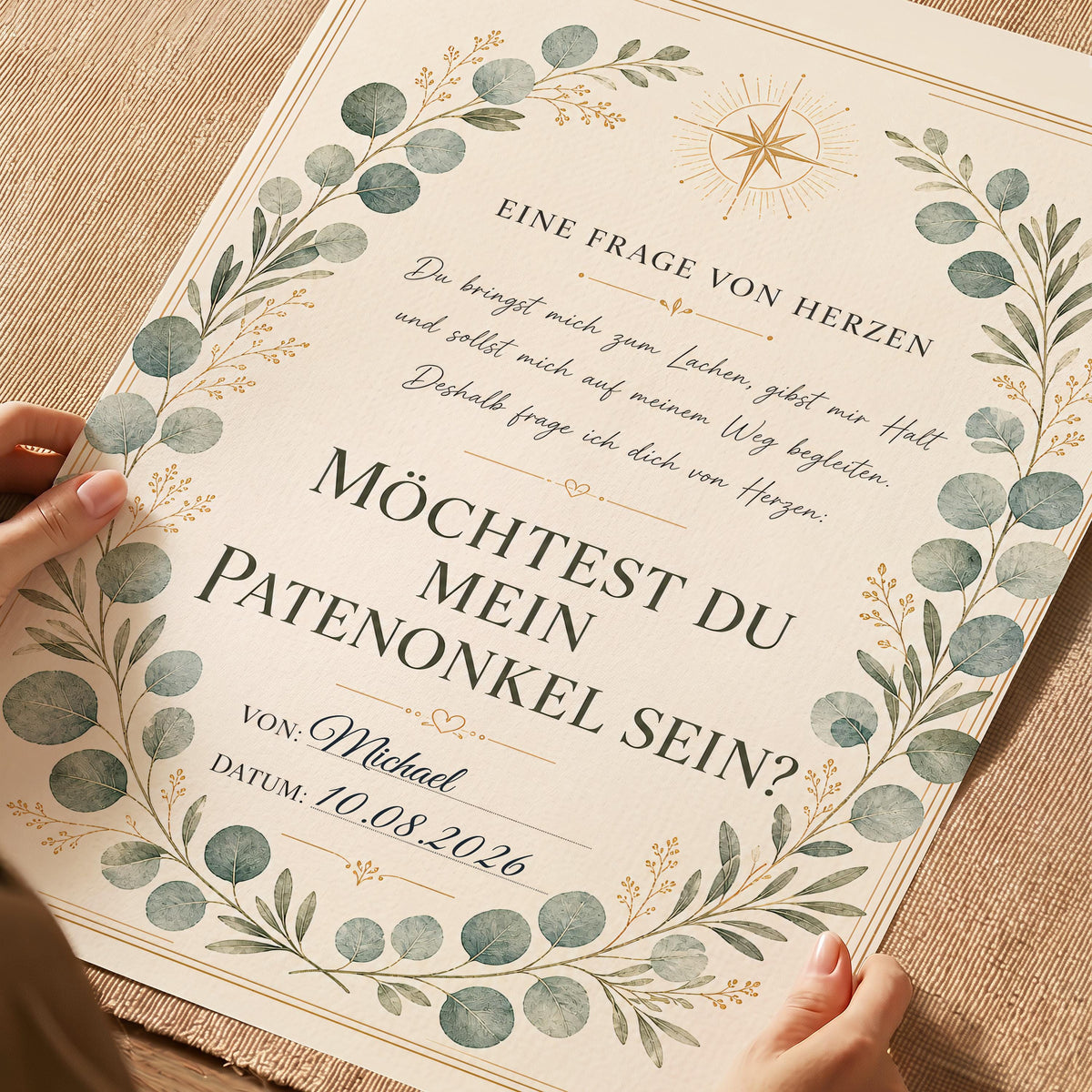 Möchtest du mein Patenonkel sein? – personalisierte Urkunde