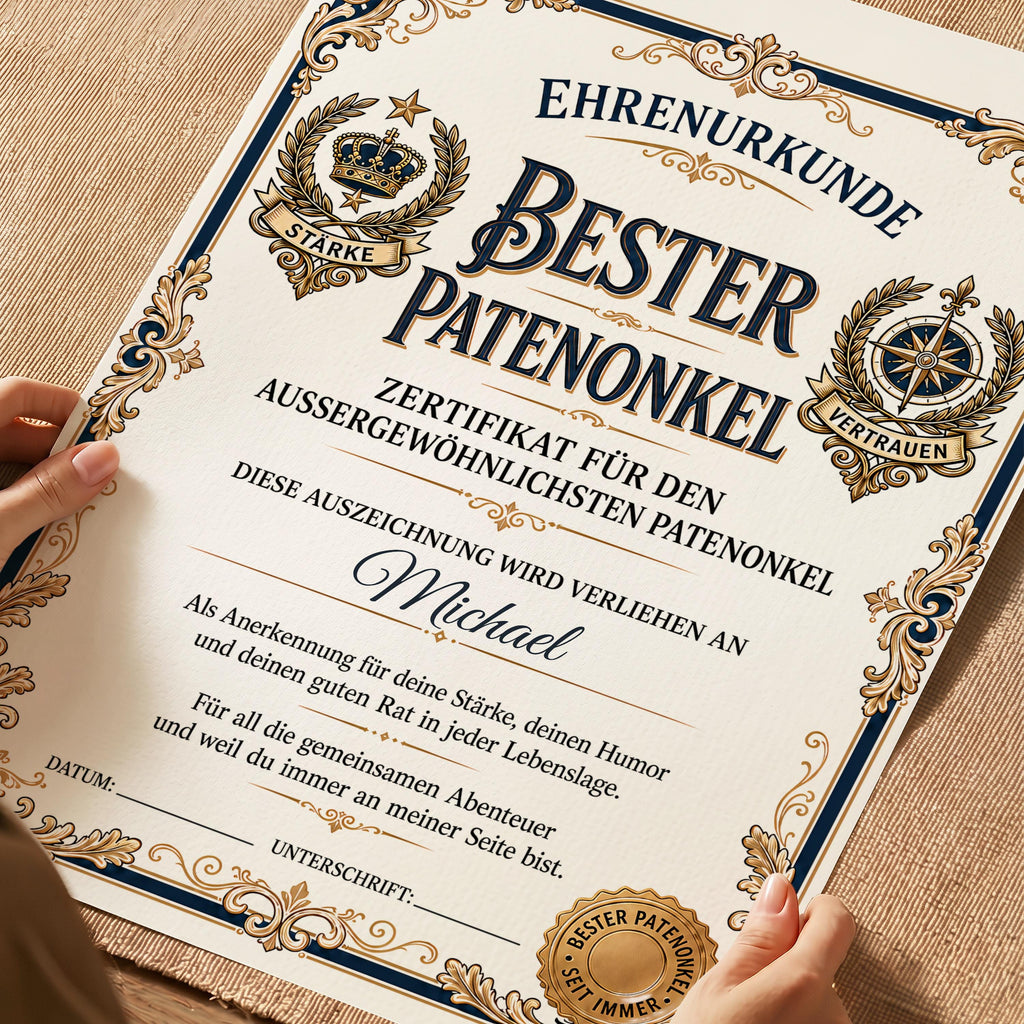 Personalisierte Urkunde „Bester Patenonkel“