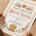 Personalisierte Urkunde „Beste Tante“