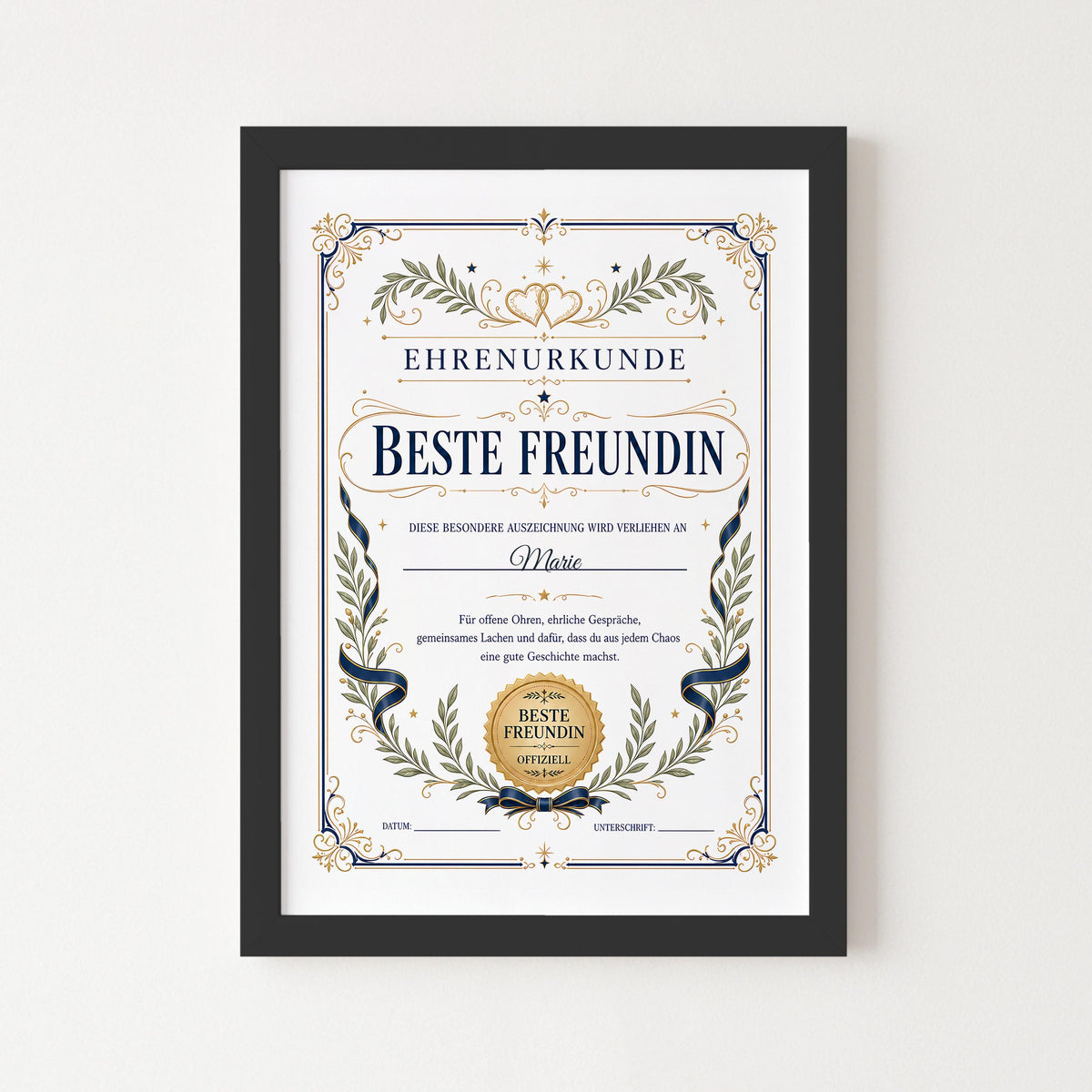 Personalisierte Urkunde „Beste Freundin“