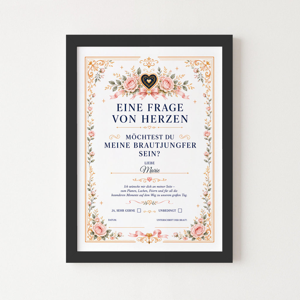 Personalisierte Brautjungfer-Frage „Möchtest du meine Brautjungfer sein?“