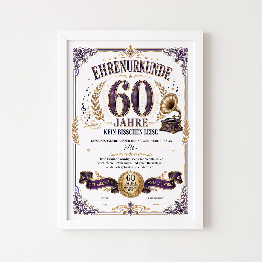 Personalisierte Urkunde zum 60. Geburtstag