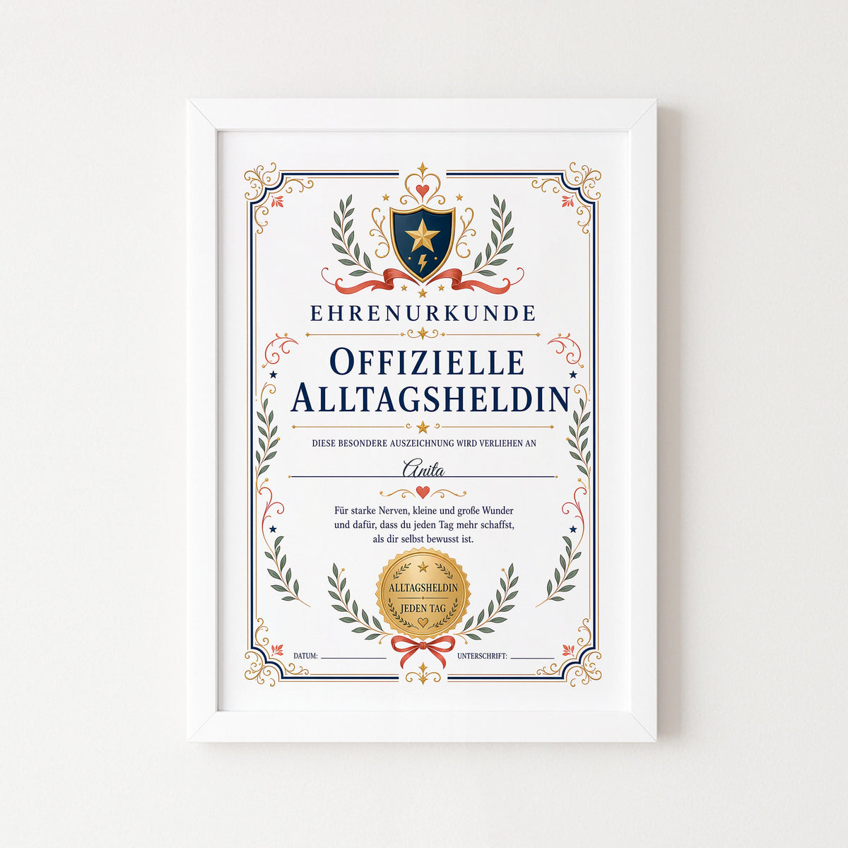 Personalisierte Urkunde „Offizielle Alltagsheldin“