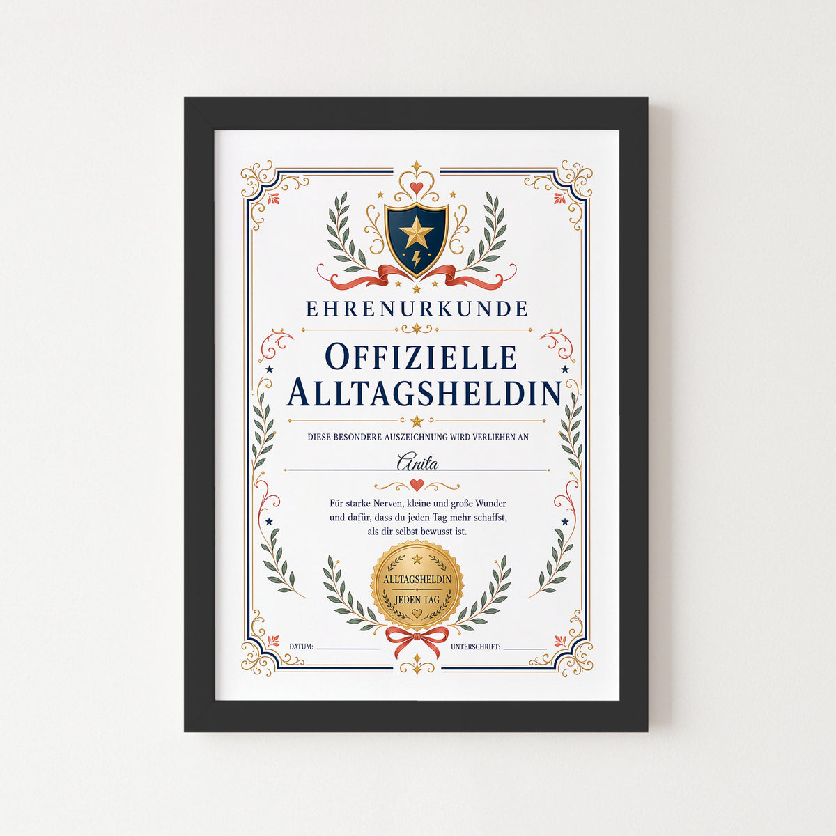 Personalisierte Urkunde „Offizielle Alltagsheldin“