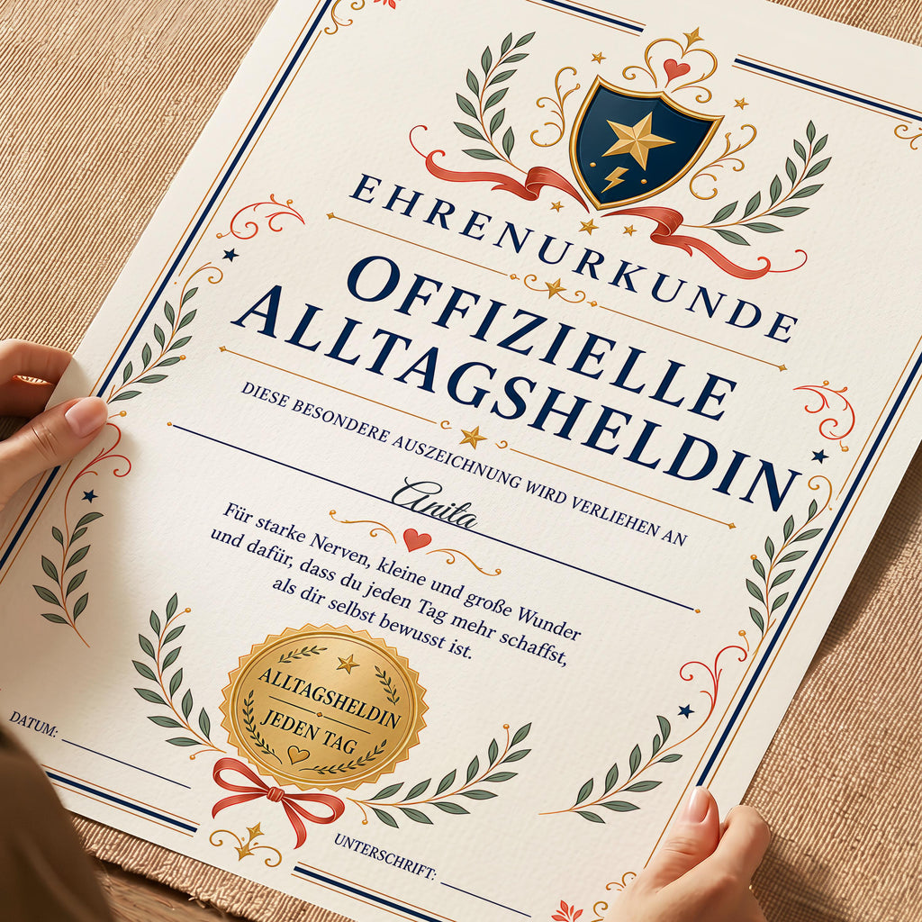 Personalisierte Urkunde „Offizielle Alltagsheldin“