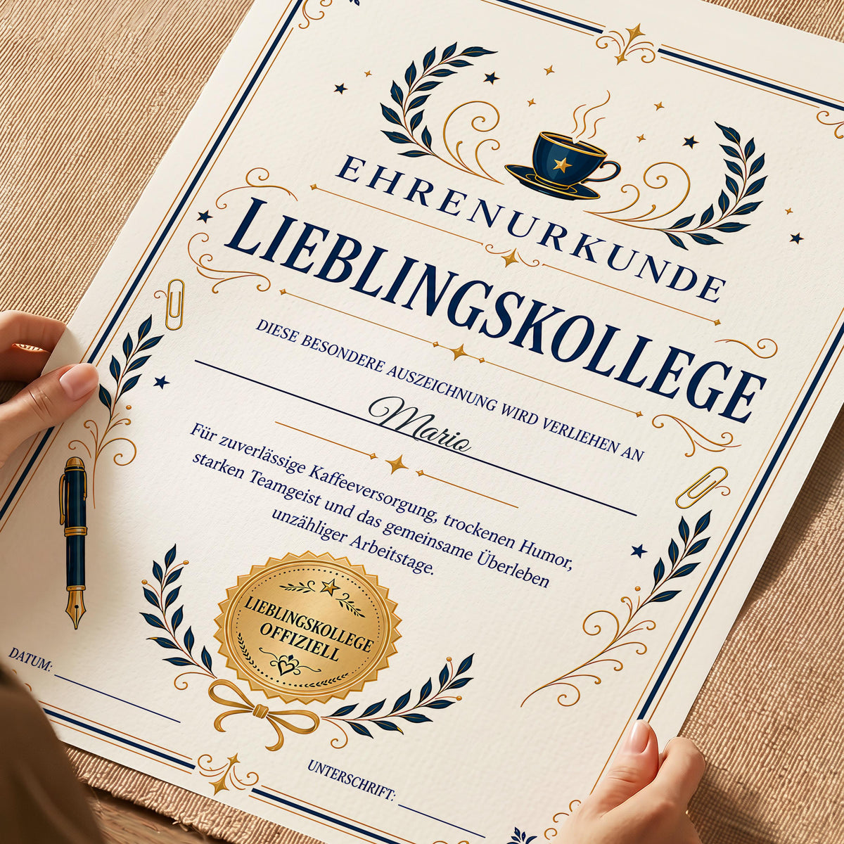 Personalisierte Urkunde „Lieblingskollege“
