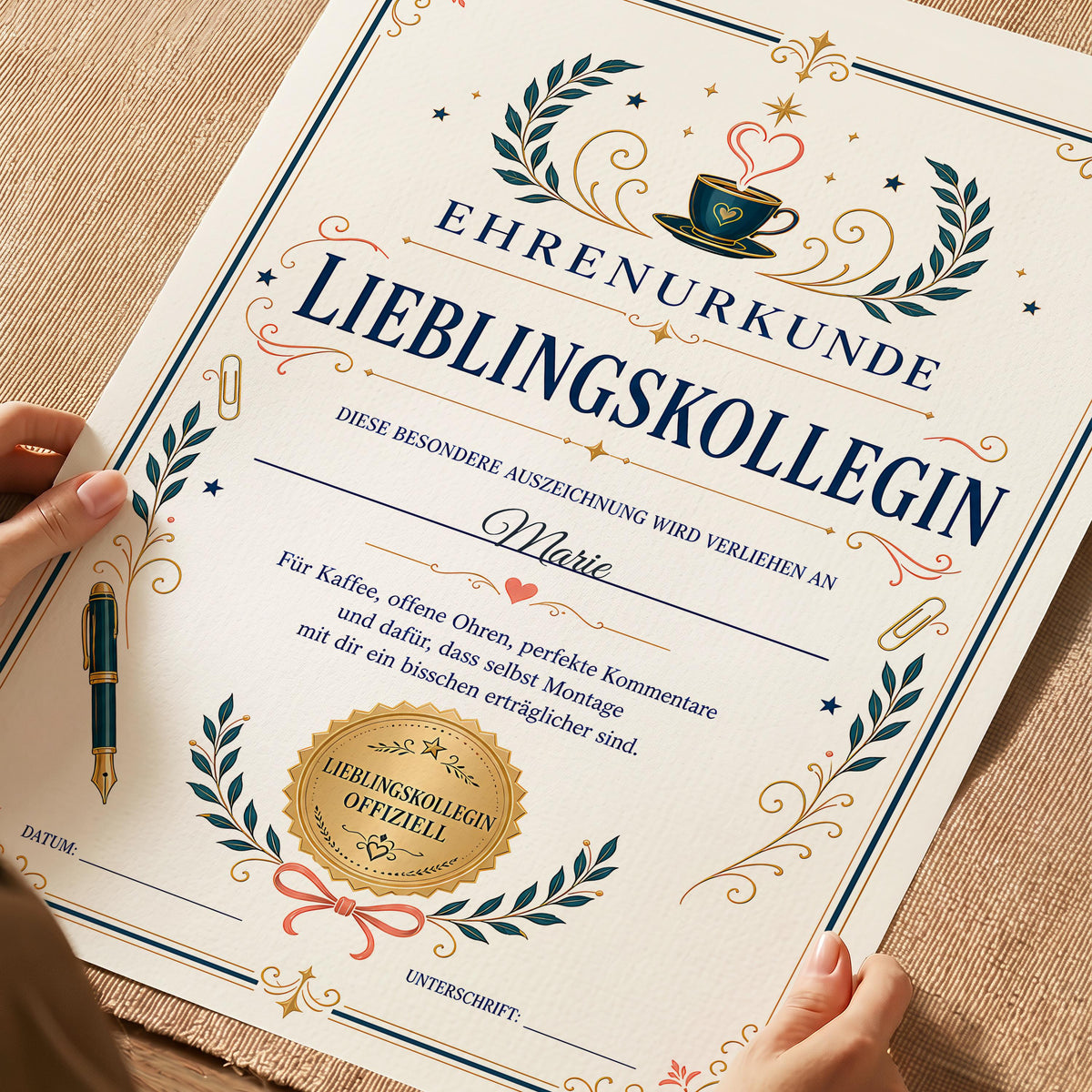 Personalisierte Urkunde „Lieblingskollegin“