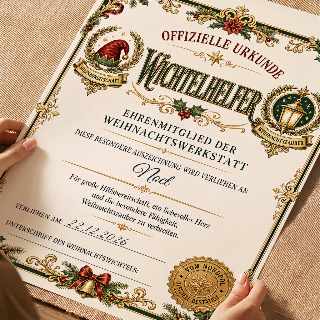 Offizielle Wichtelhelfer-Urkunde – personalisiert