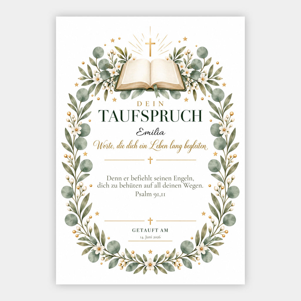 Taufspruch-Poster – personalisierte Urkunde zur Taufe