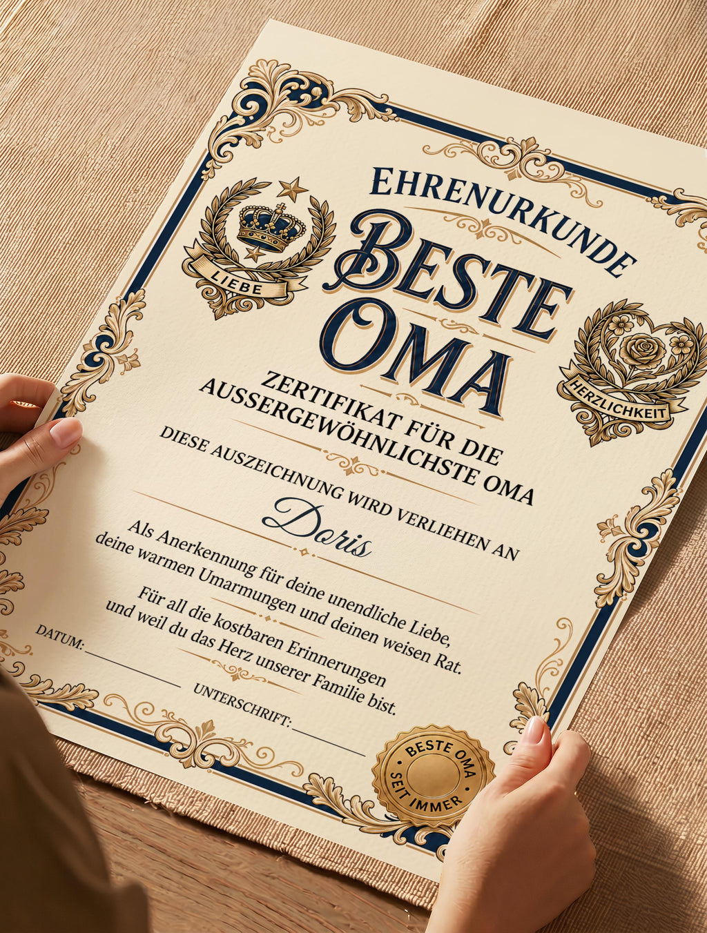 Personalisierte Urkunde „Beste Oma“
