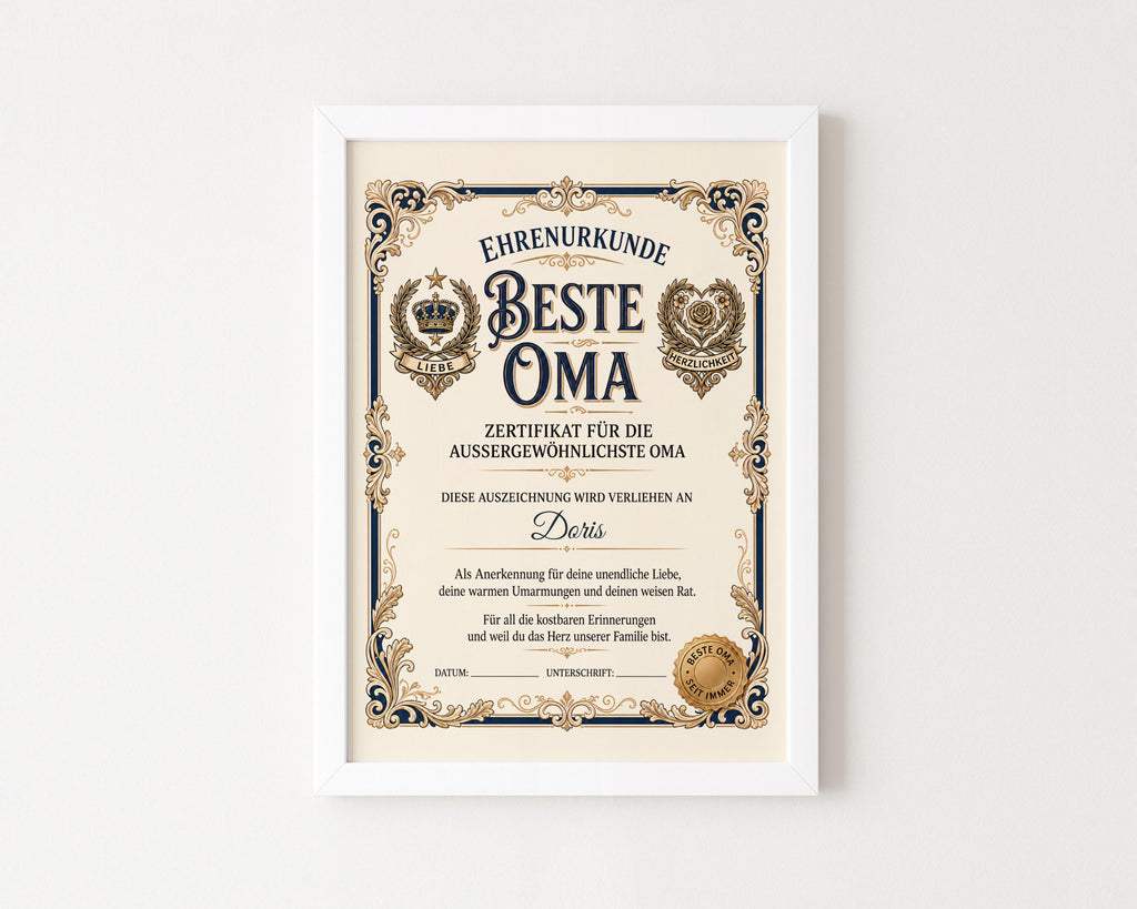 Personalisierte Urkunde „Beste Oma“